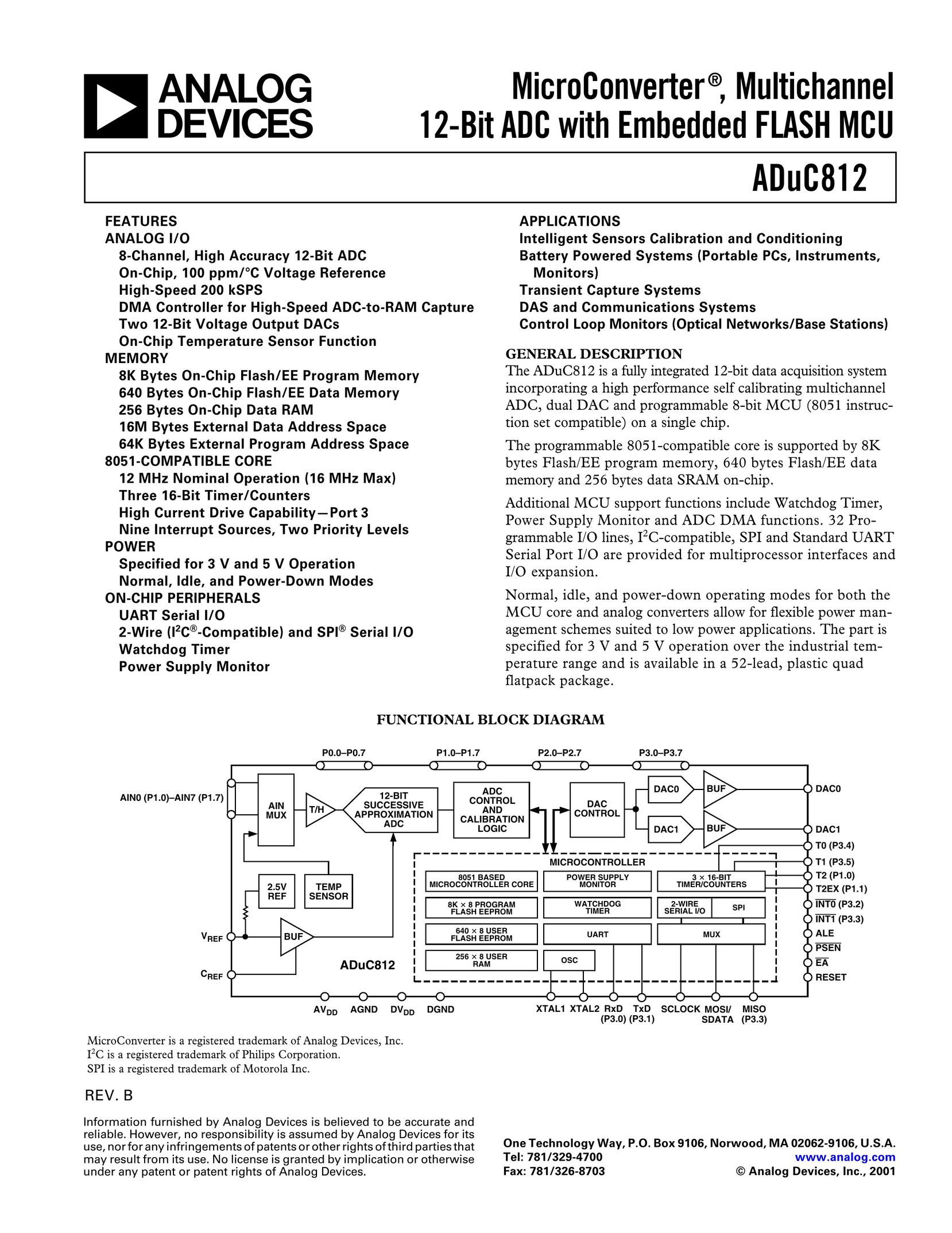 Analog Devices ADuC812 Computer Hardware User Manual