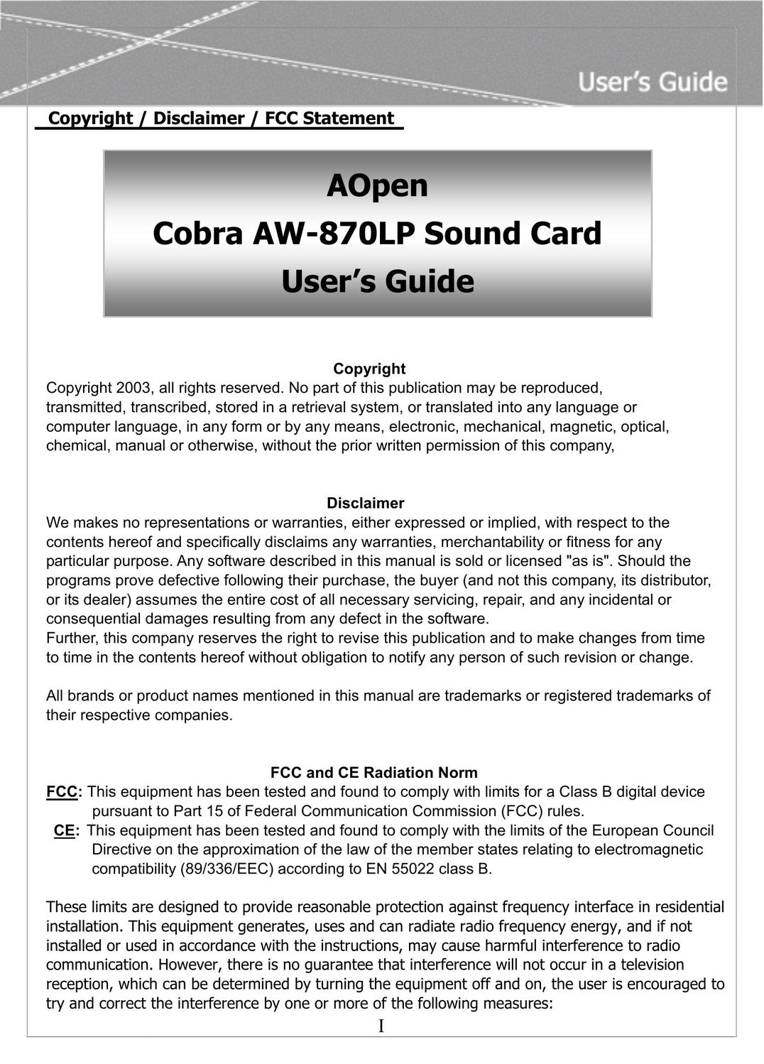 AOpen AW-870LP Computer Hardware User Manual