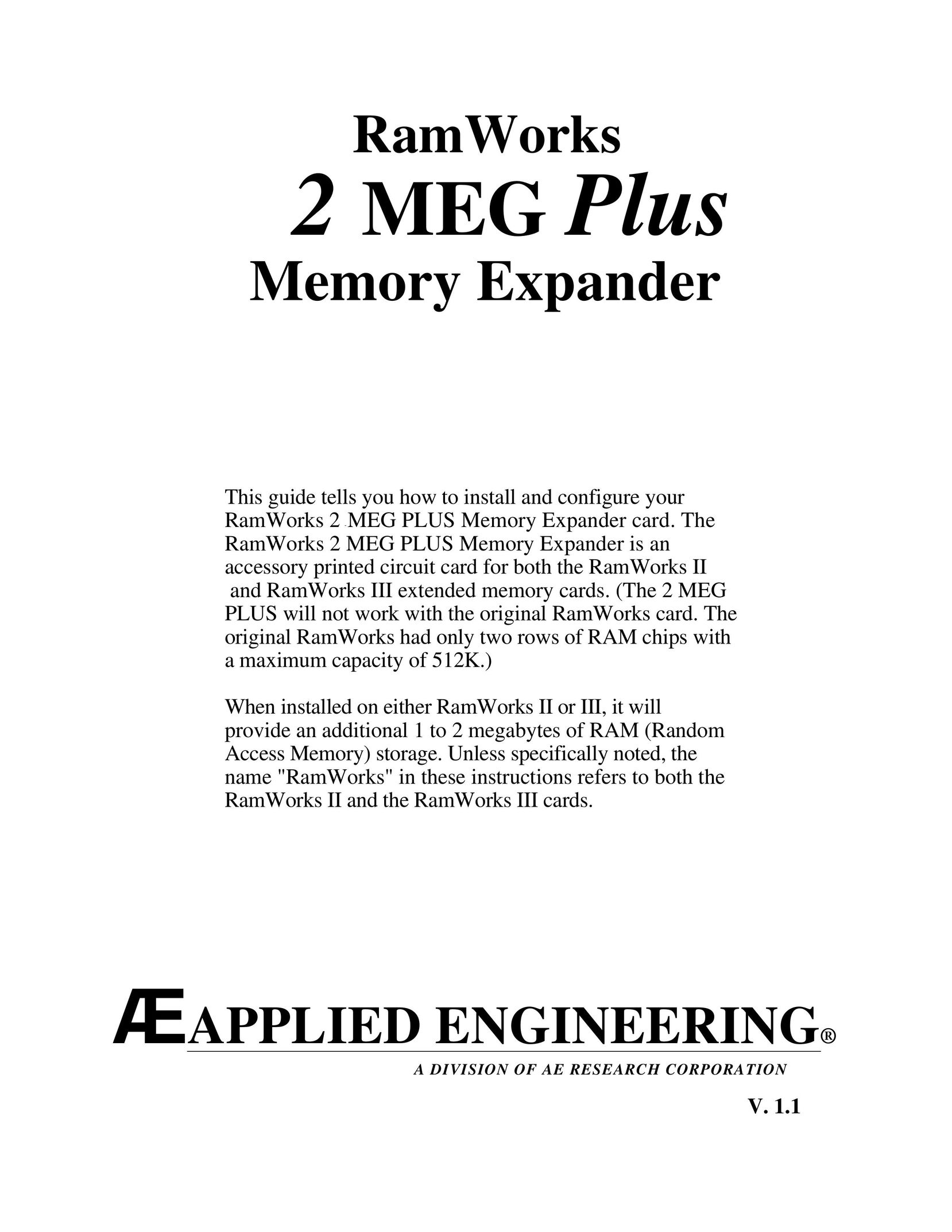 Apple 2 MEG Plus Computer Hardware User Manual