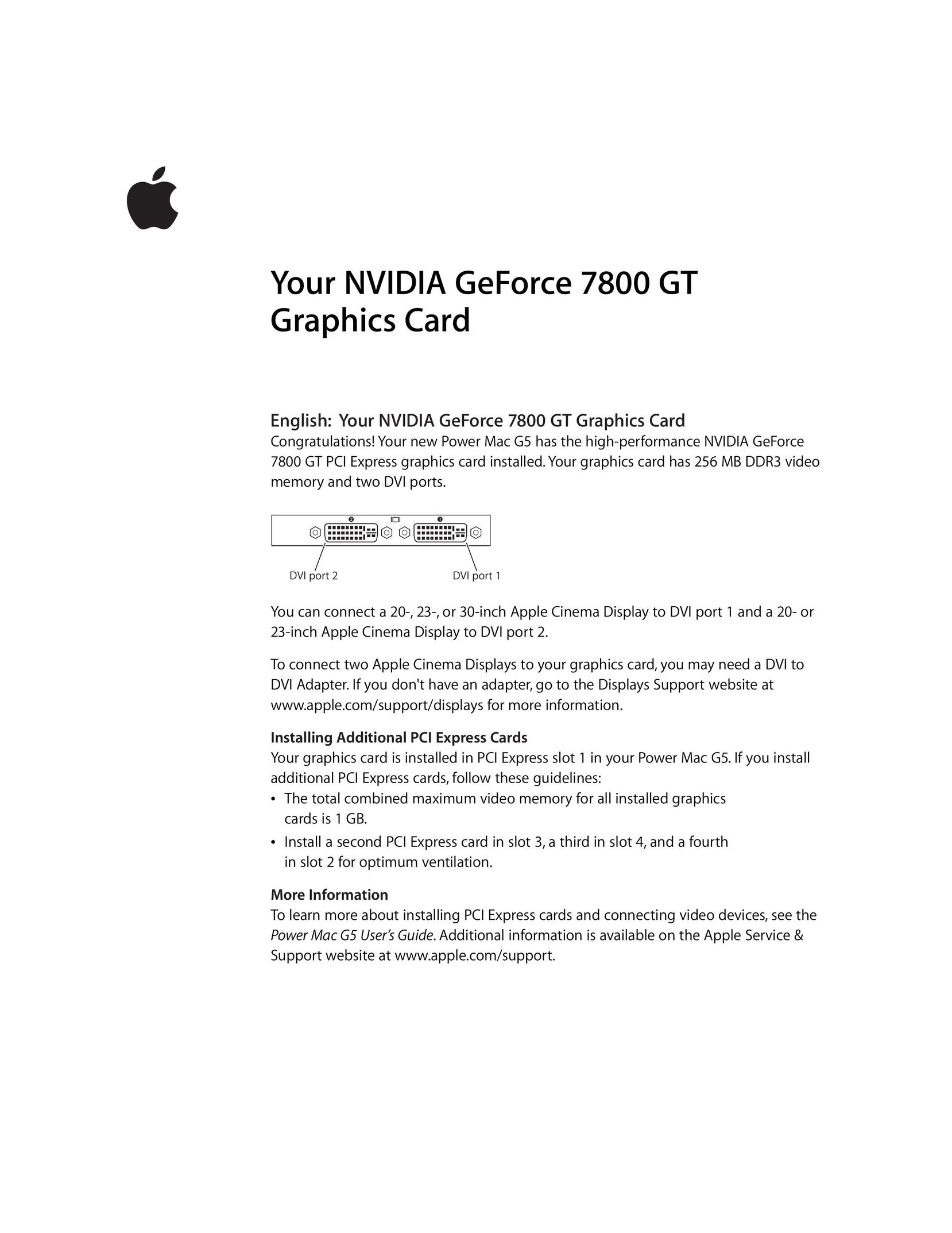 Apple 7800 GT Computer Hardware User Manual
