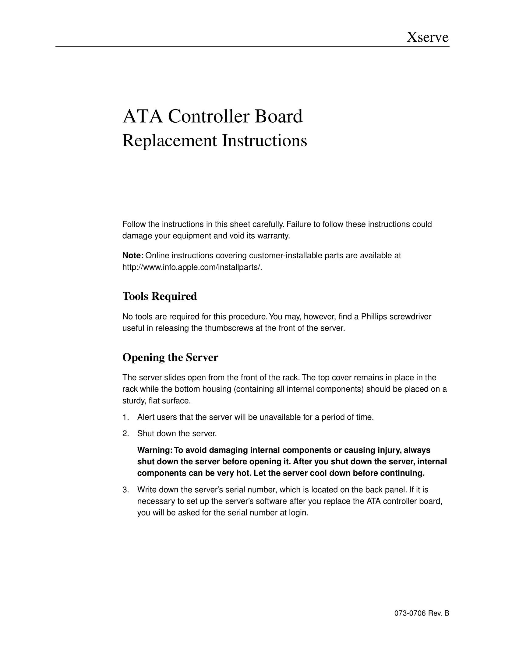 Apple ATA Controller Board Computer Hardware User Manual