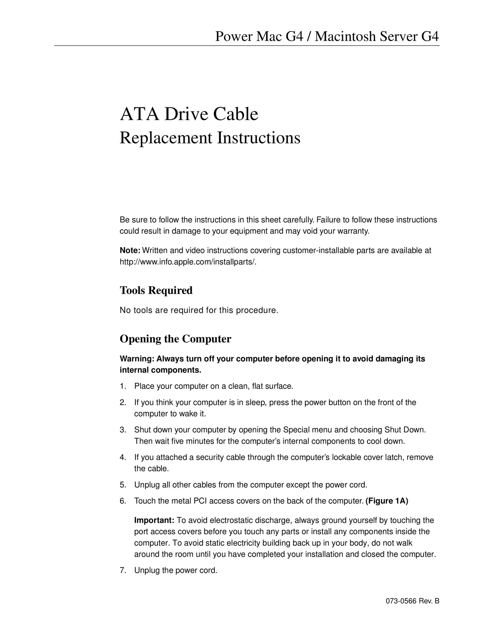 Apple ATA Drive Cable Computer Hardware User Manual