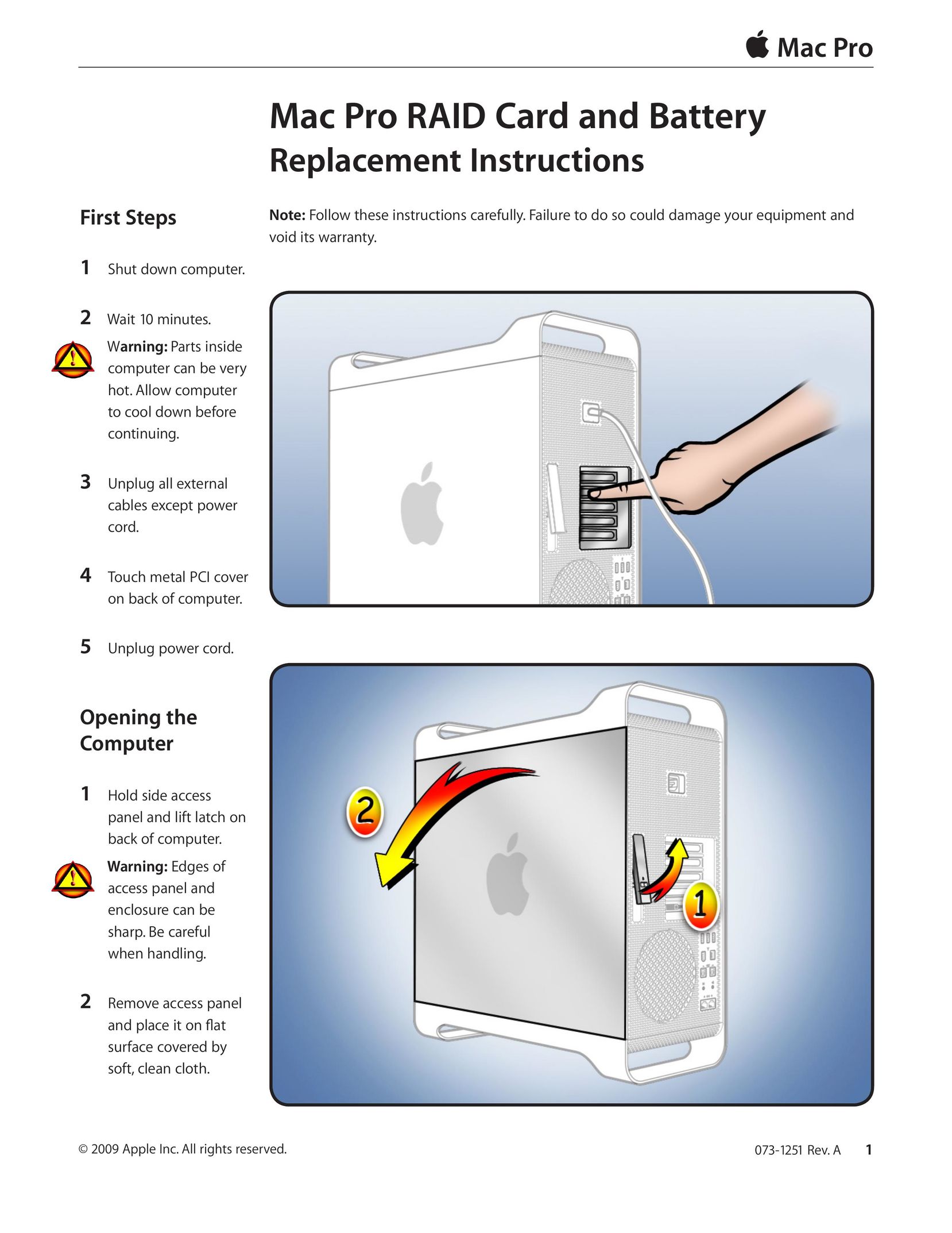 Apple Mac Pro RAID Card and Battery Computer Hardware User Manual