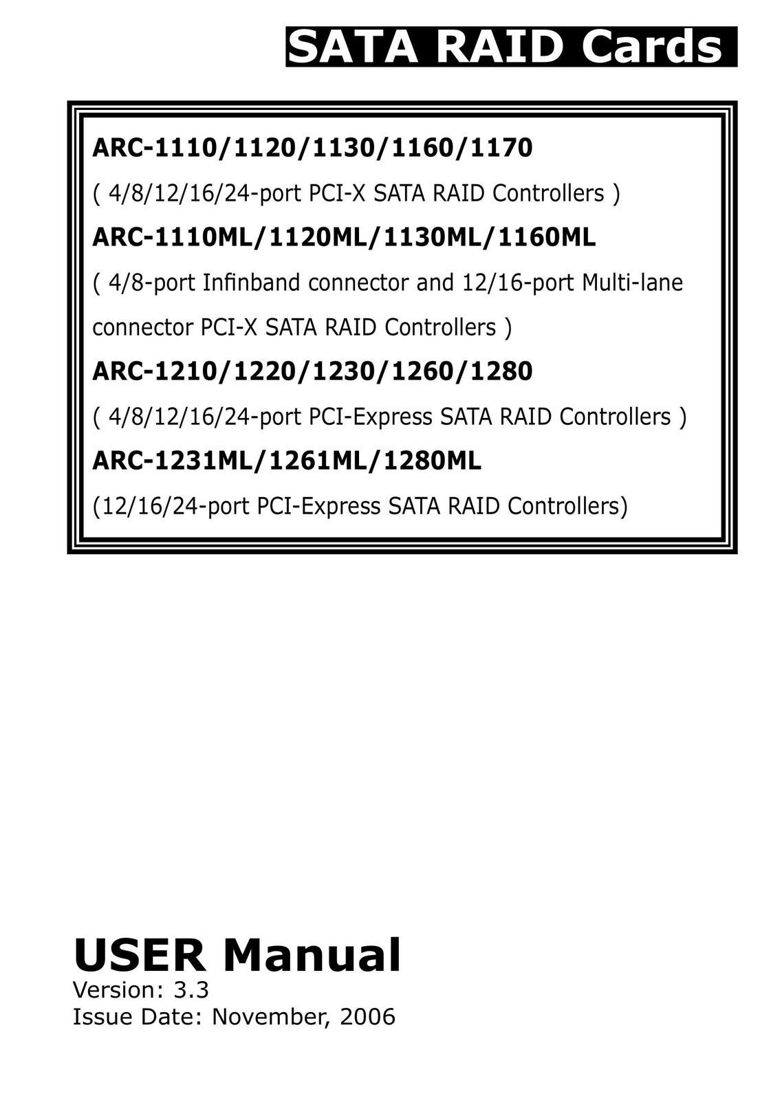 Areca ARC-1110 Computer Hardware User Manual