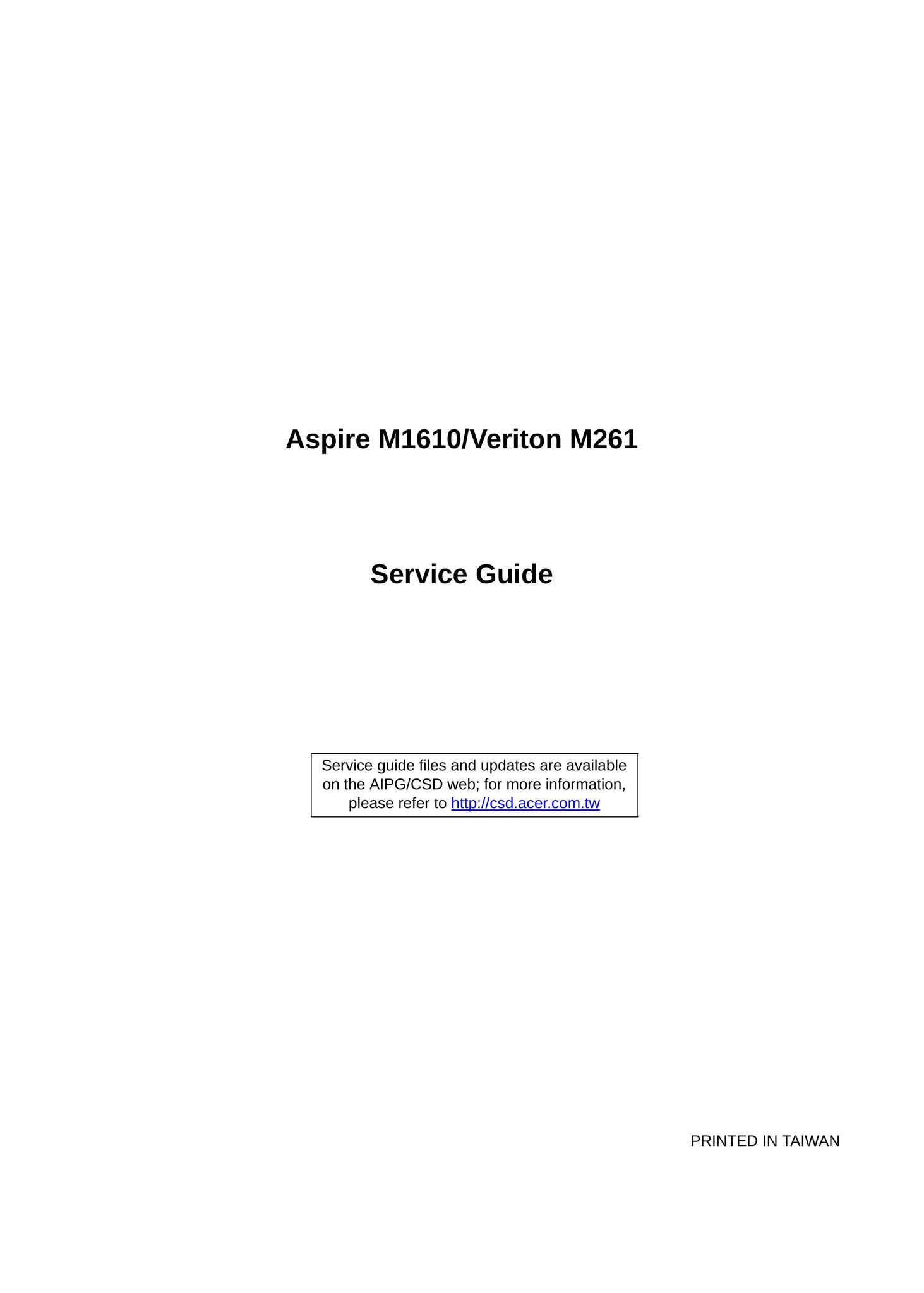 Aspire Digital M1610 Computer Hardware User Manual