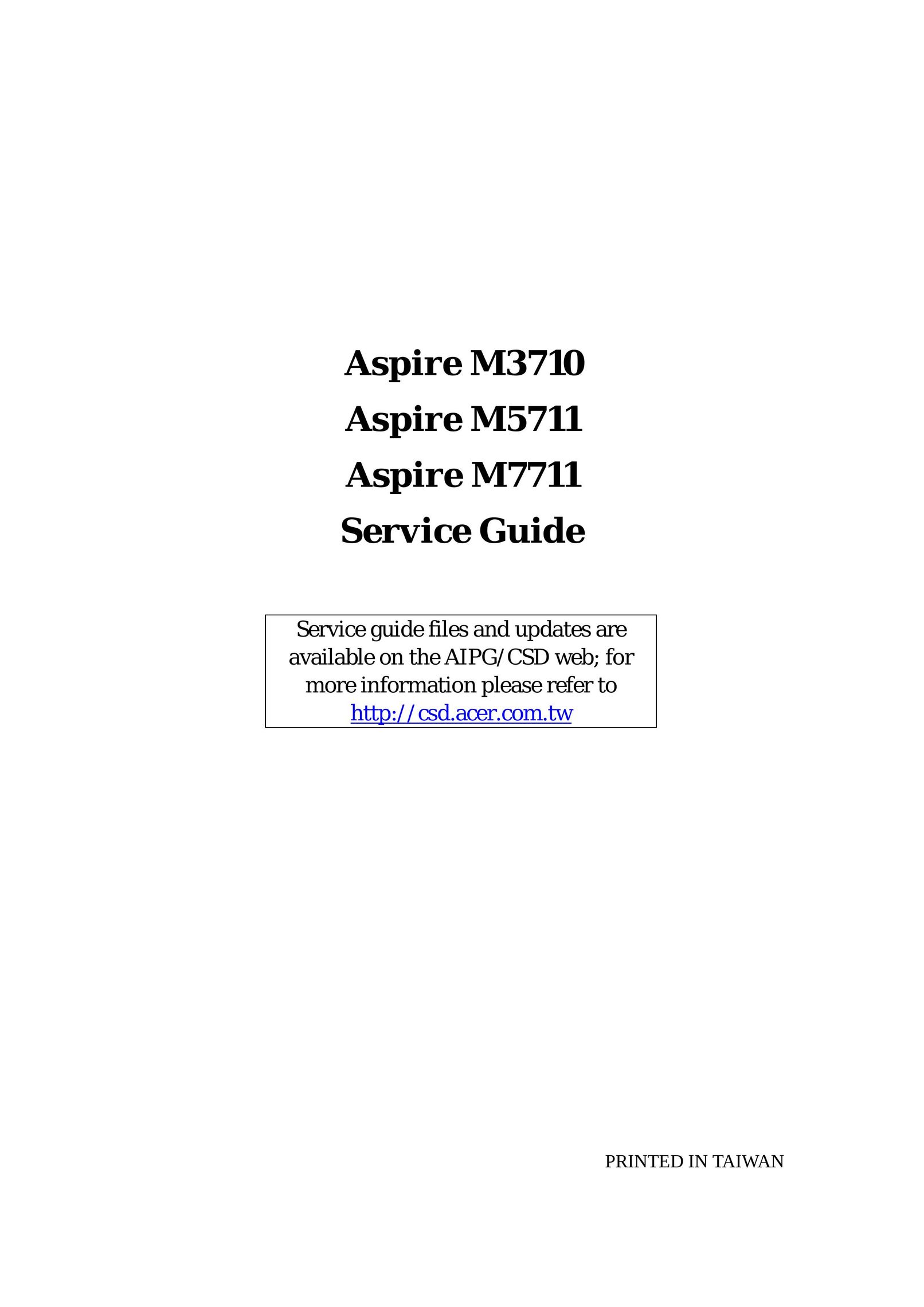 Aspire Digital M3710 Computer Hardware User Manual