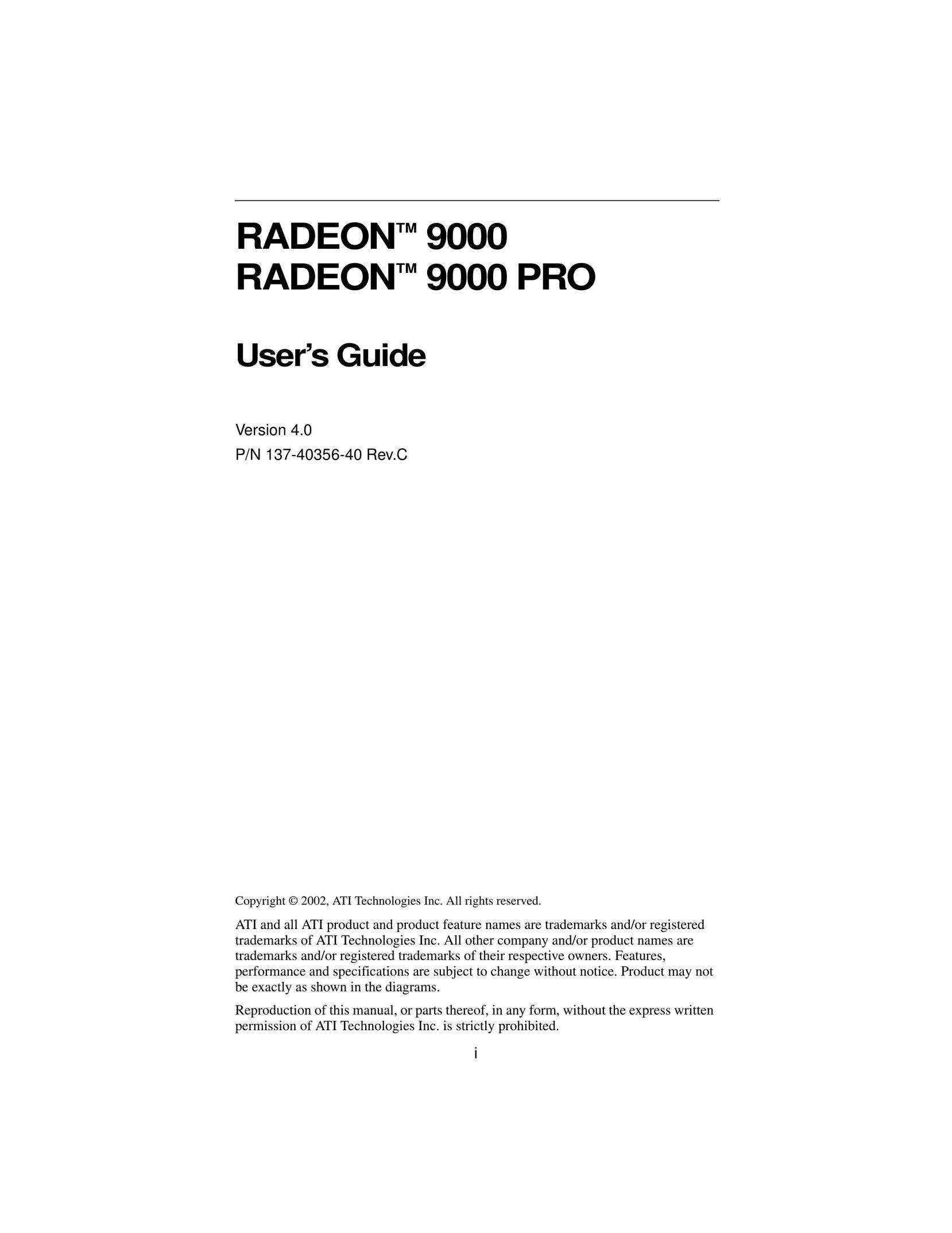 ATI Technologies 9000 PRO Computer Hardware User Manual