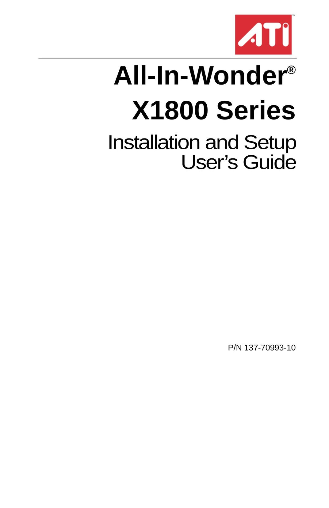 ATI Technologies X1800 Computer Hardware User Manual