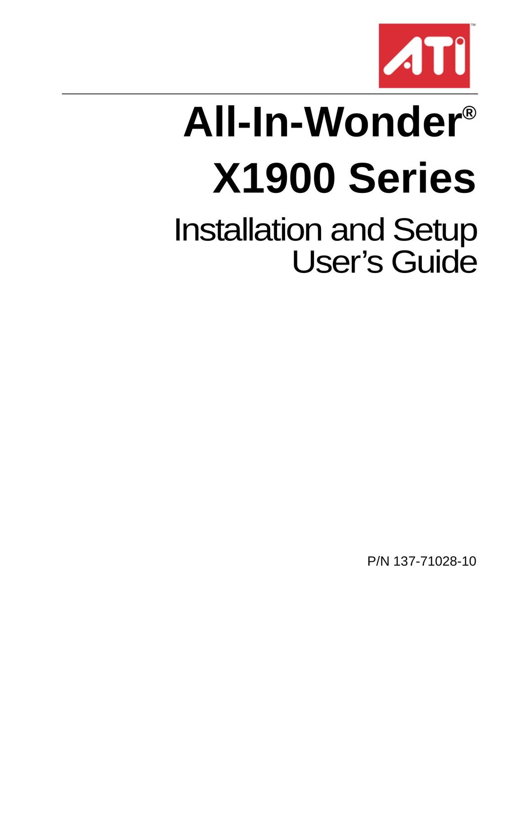 ATI Technologies X1900 SERIES Computer Hardware User Manual