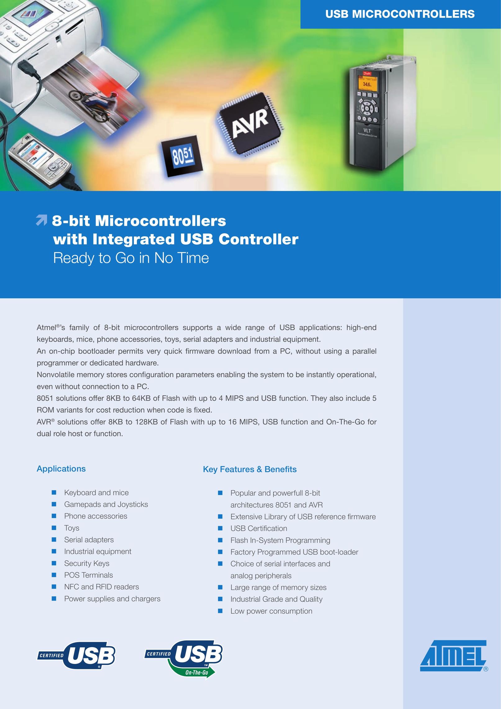 Atmel 8-bit Microcontrollers with Integrated USB Controller Computer Hardware User Manual