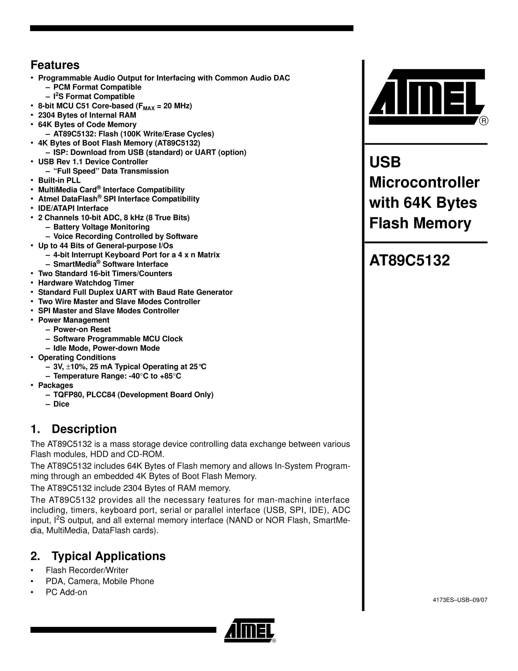 Atmel AT89C5132 Computer Hardware User Manual