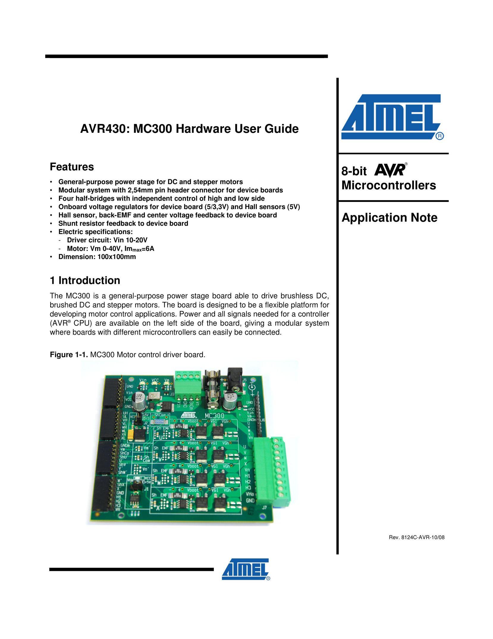 Atmel AVR430: MC300 Computer Hardware User Manual