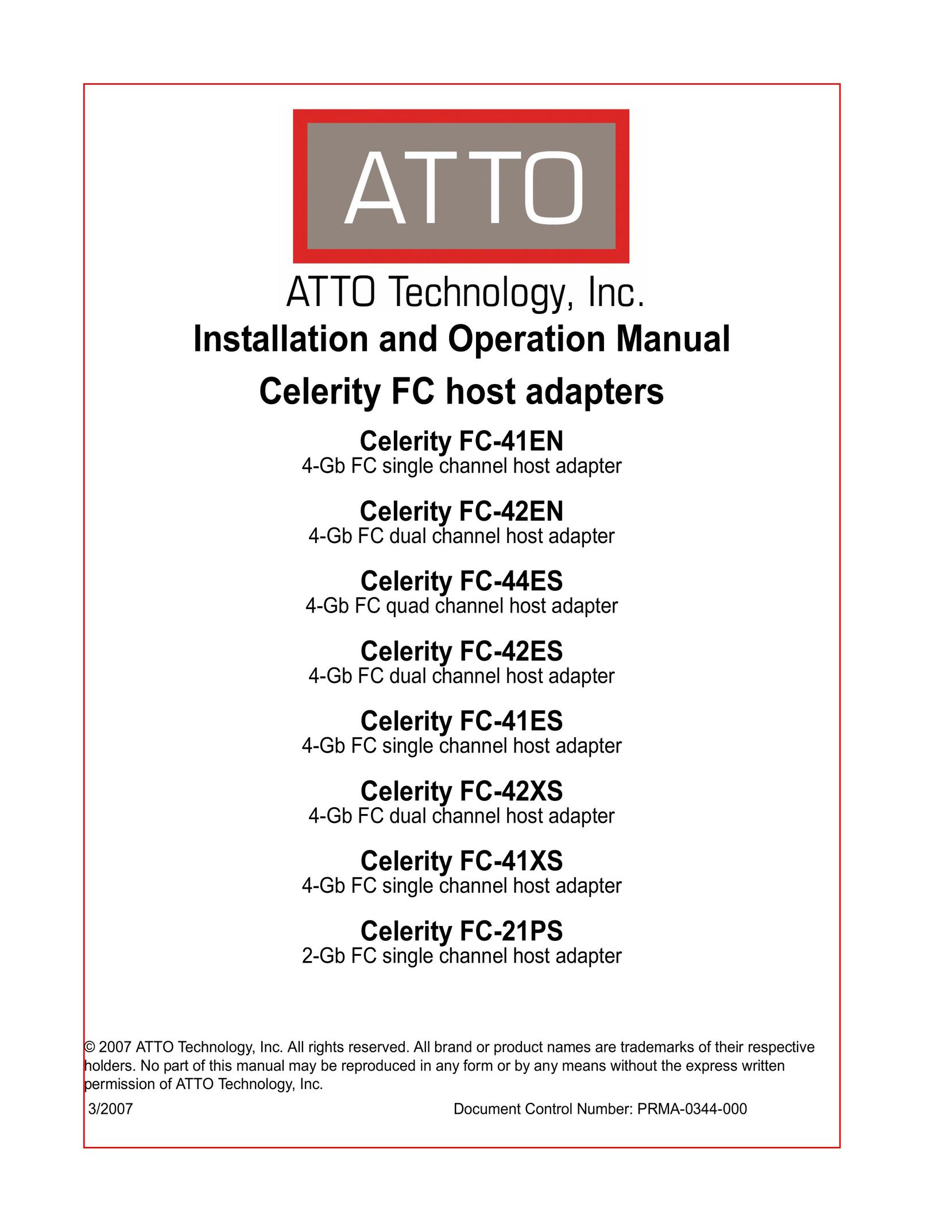 ATTO Technology FC-21PS Computer Hardware User Manual