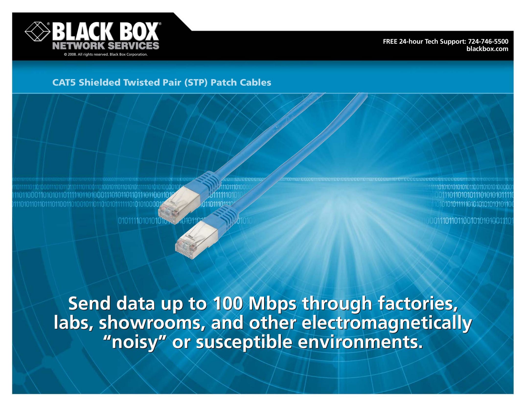 Black Box CAT5 Shielded Twisted Pair (STP) Patch Cable Computer Hardware User Manual
