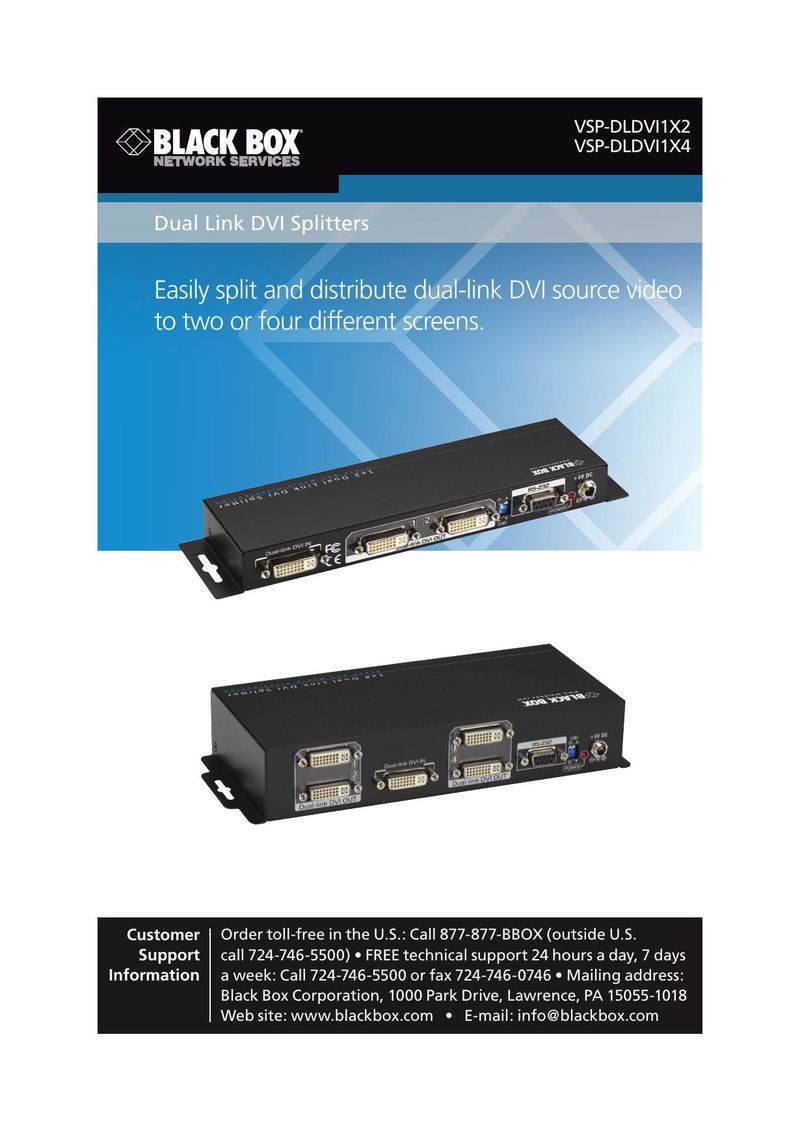 Black Box Dual Link DVI Splitters Computer Hardware User Manual