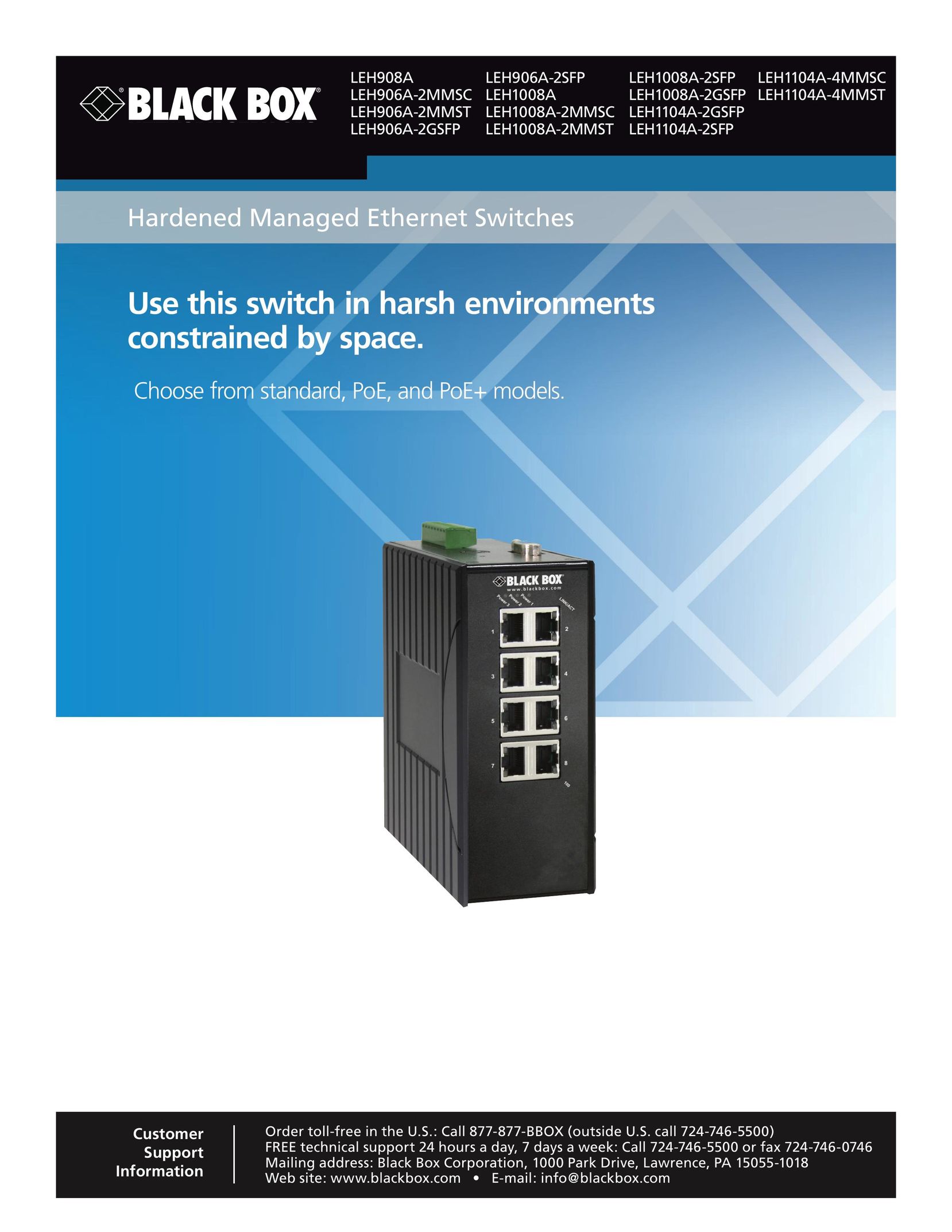 Black Box Hardened Managed Ethernet Switche Computer Hardware User Manual