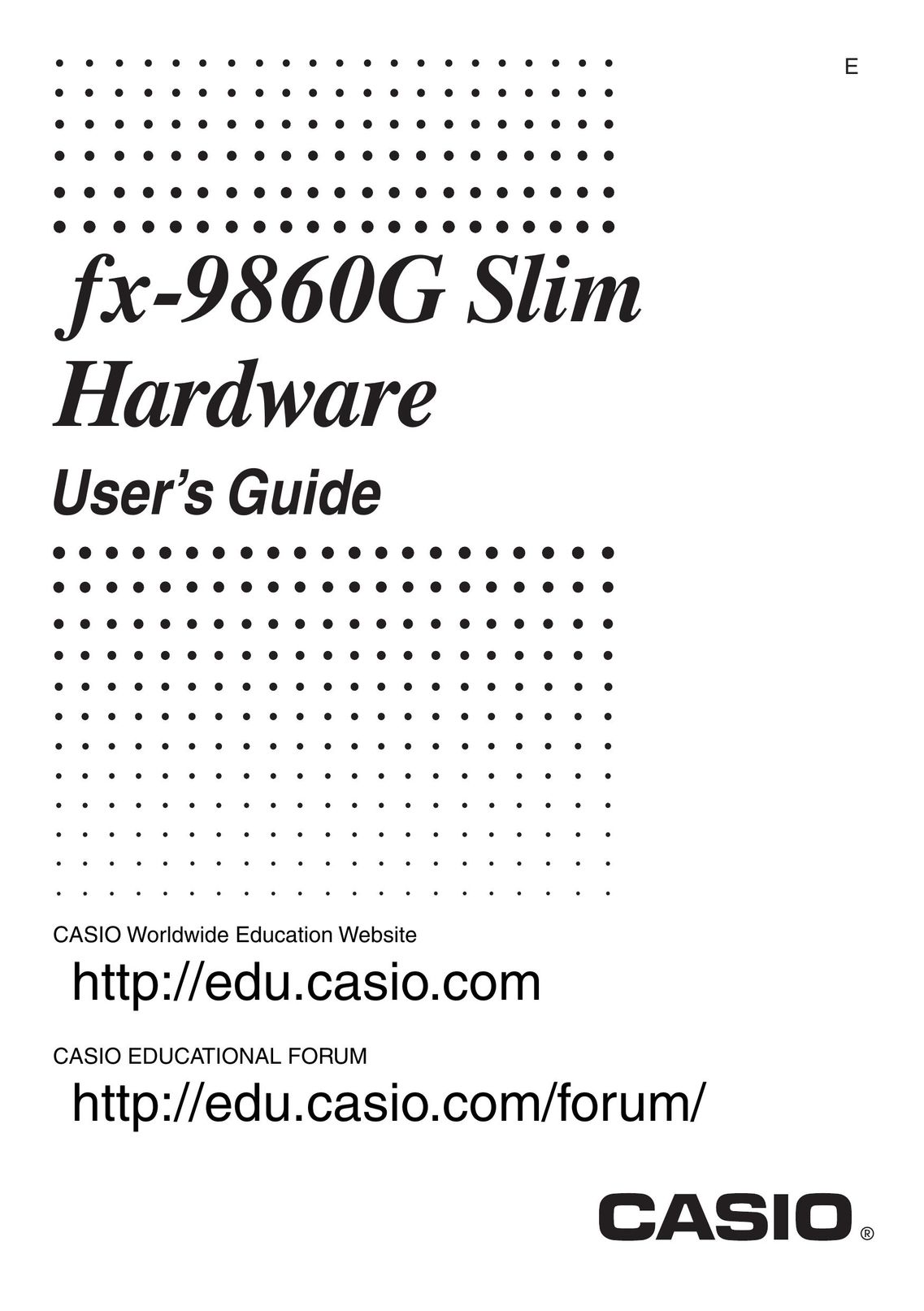 Casio FX-9860G Computer Hardware User Manual