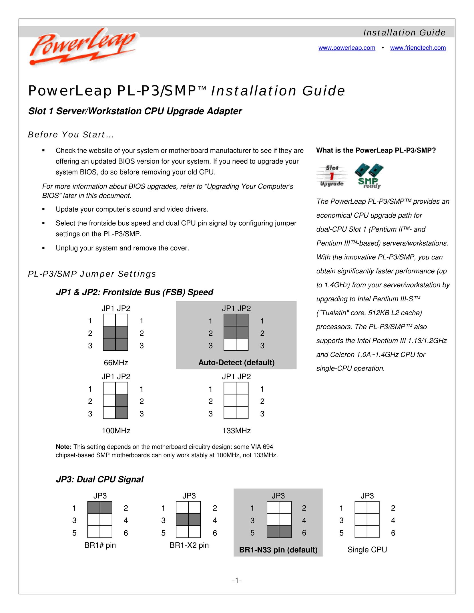 Compaq PL-P3/SMP Computer Hardware User Manual