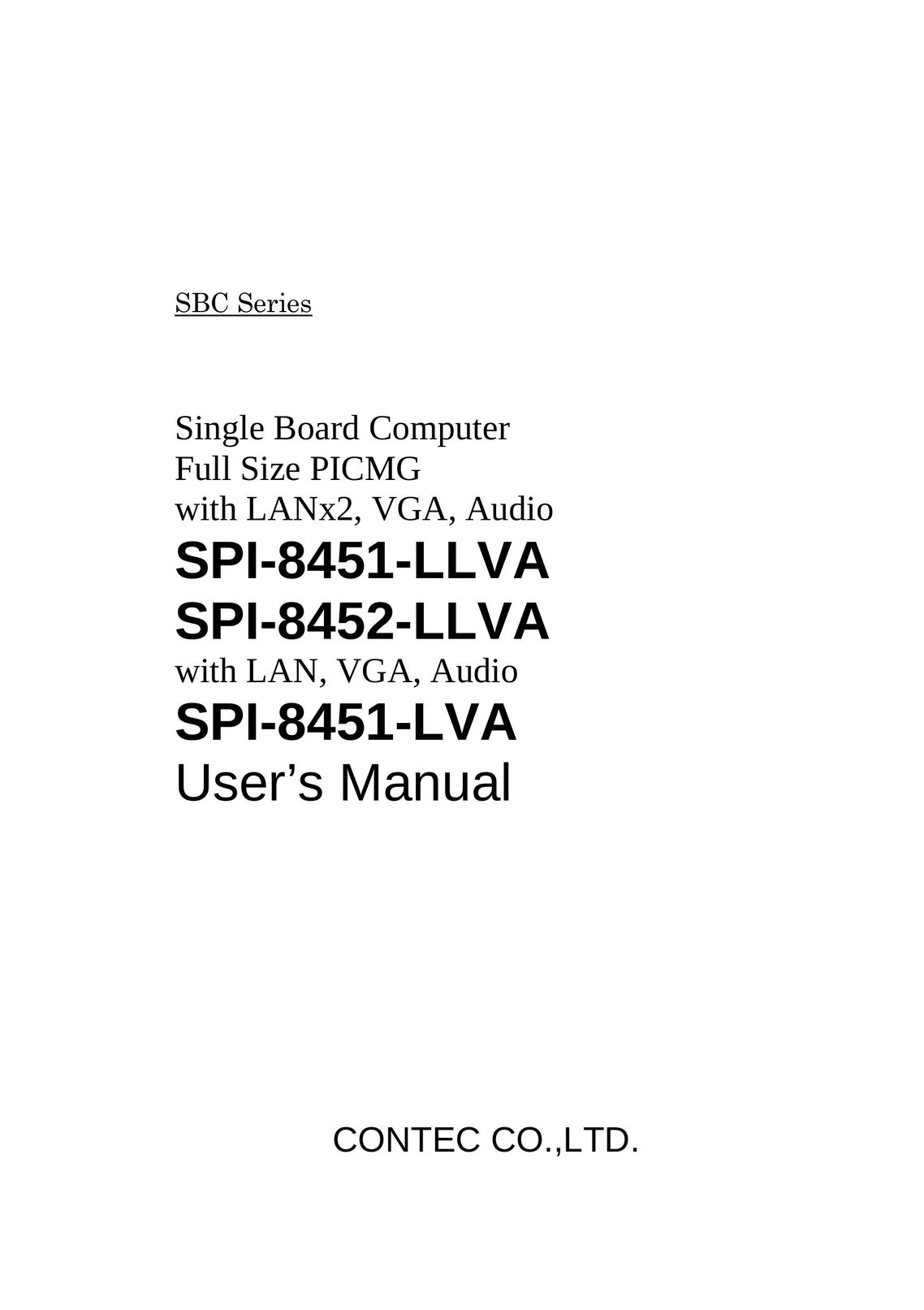 Contec SPI-8451-LLVA Computer Hardware User Manual
