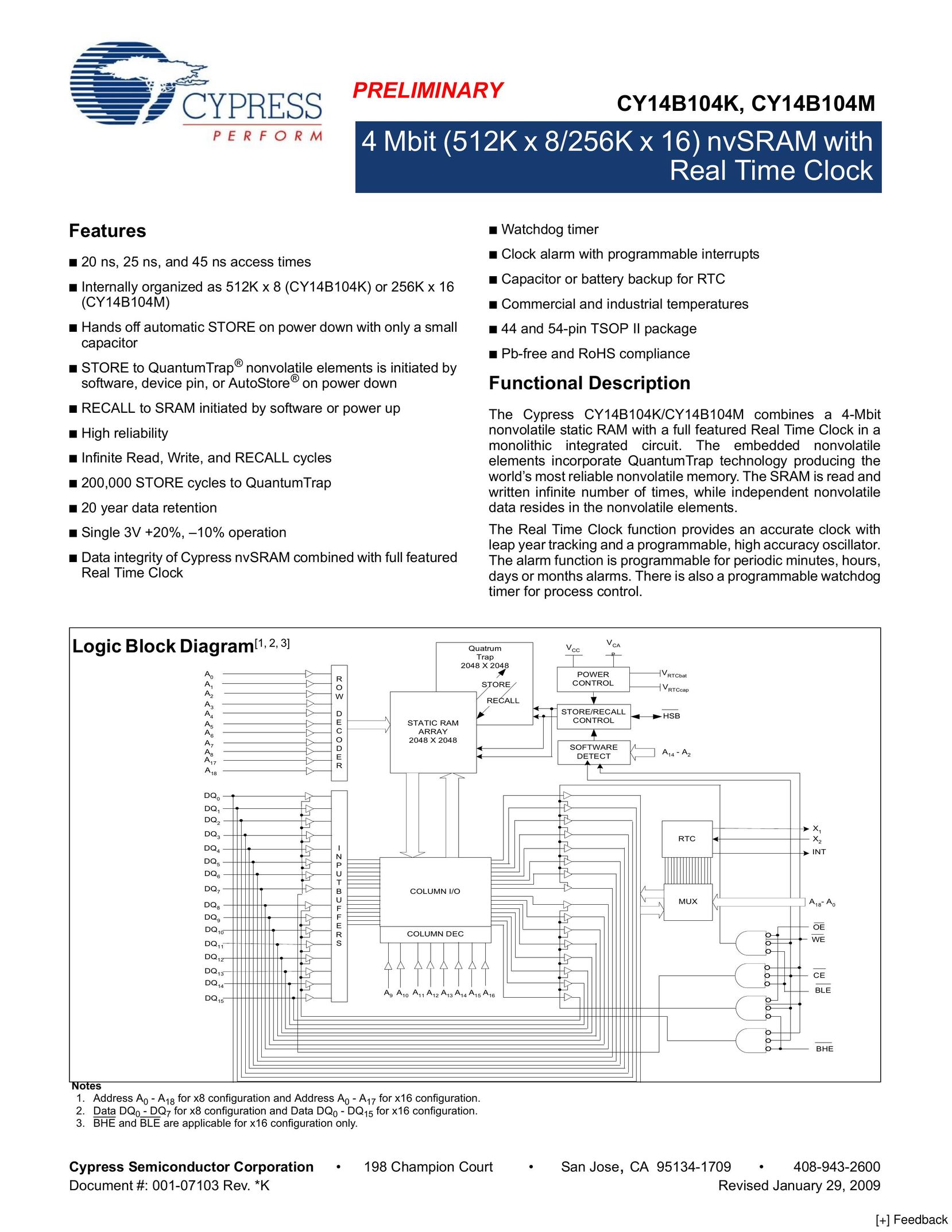 Cypress CY14B104K Computer Hardware User Manual