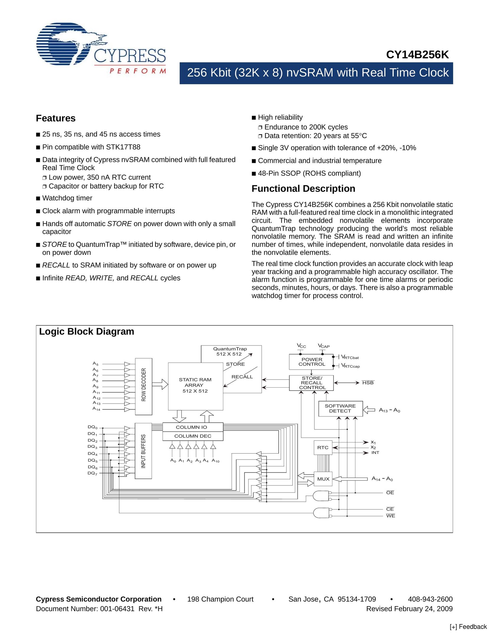 Cypress CY14B256K Computer Hardware User Manual