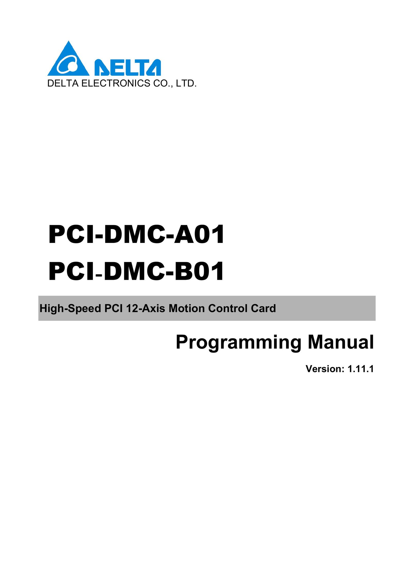 Delta Electronics PCI-DMC-B01 Computer Hardware User Manual