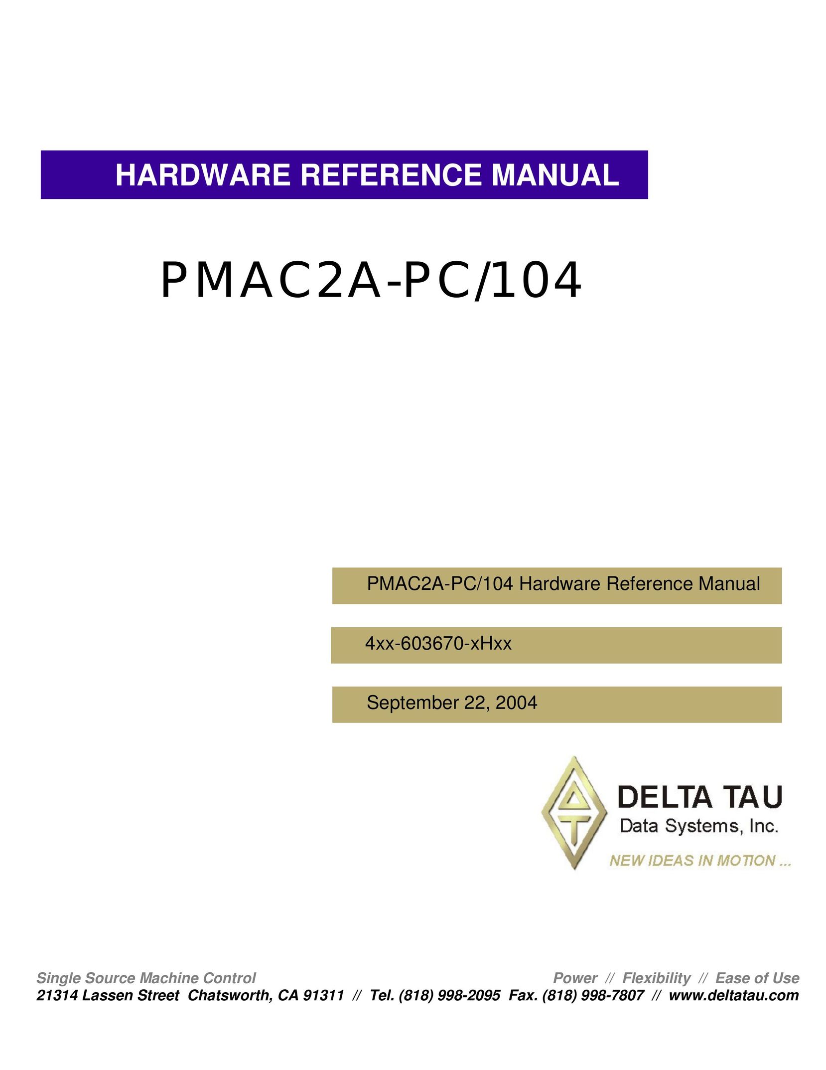 Delta Tau PMAC2A-PC/104 Computer Hardware User Manual