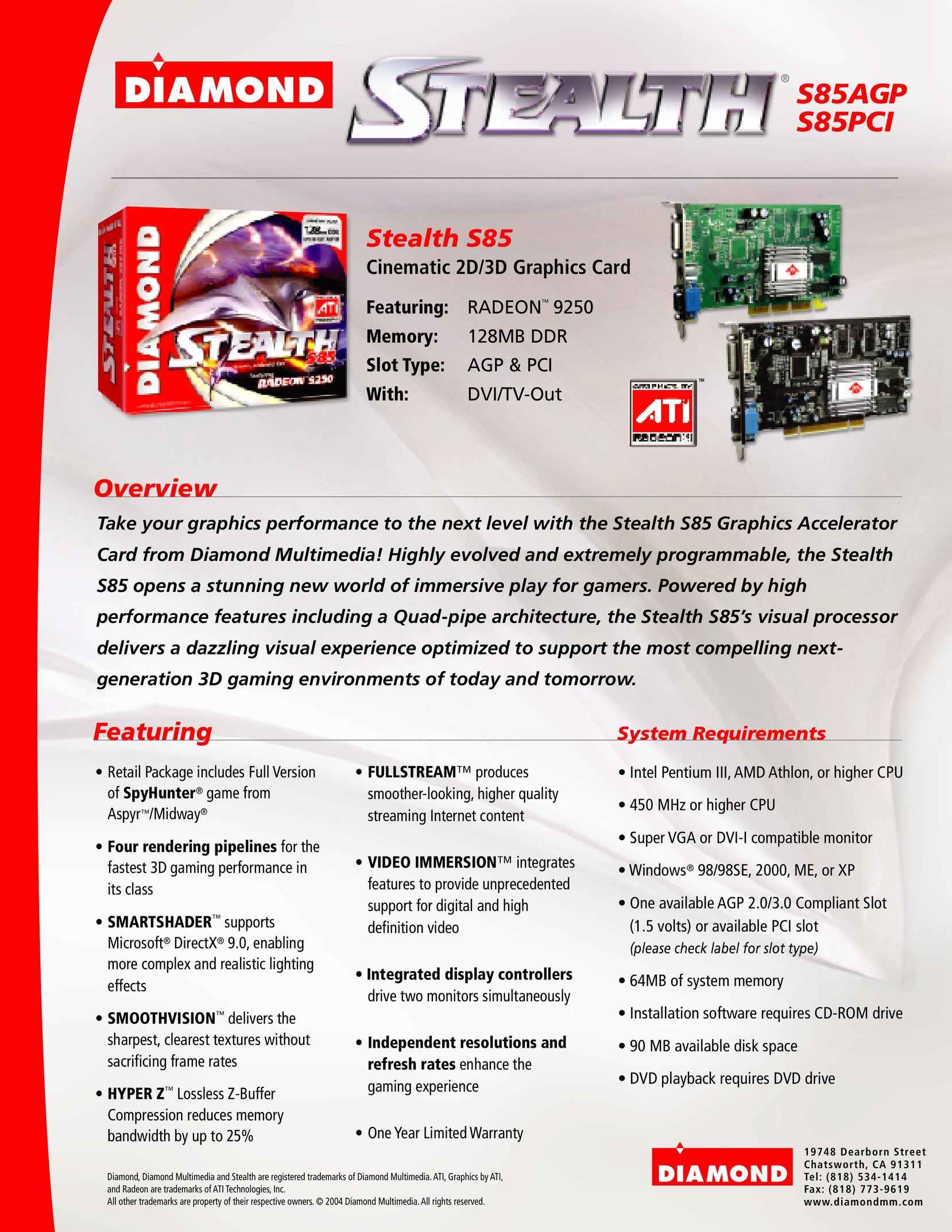Diamond Multimedia 9250 Computer Hardware User Manual