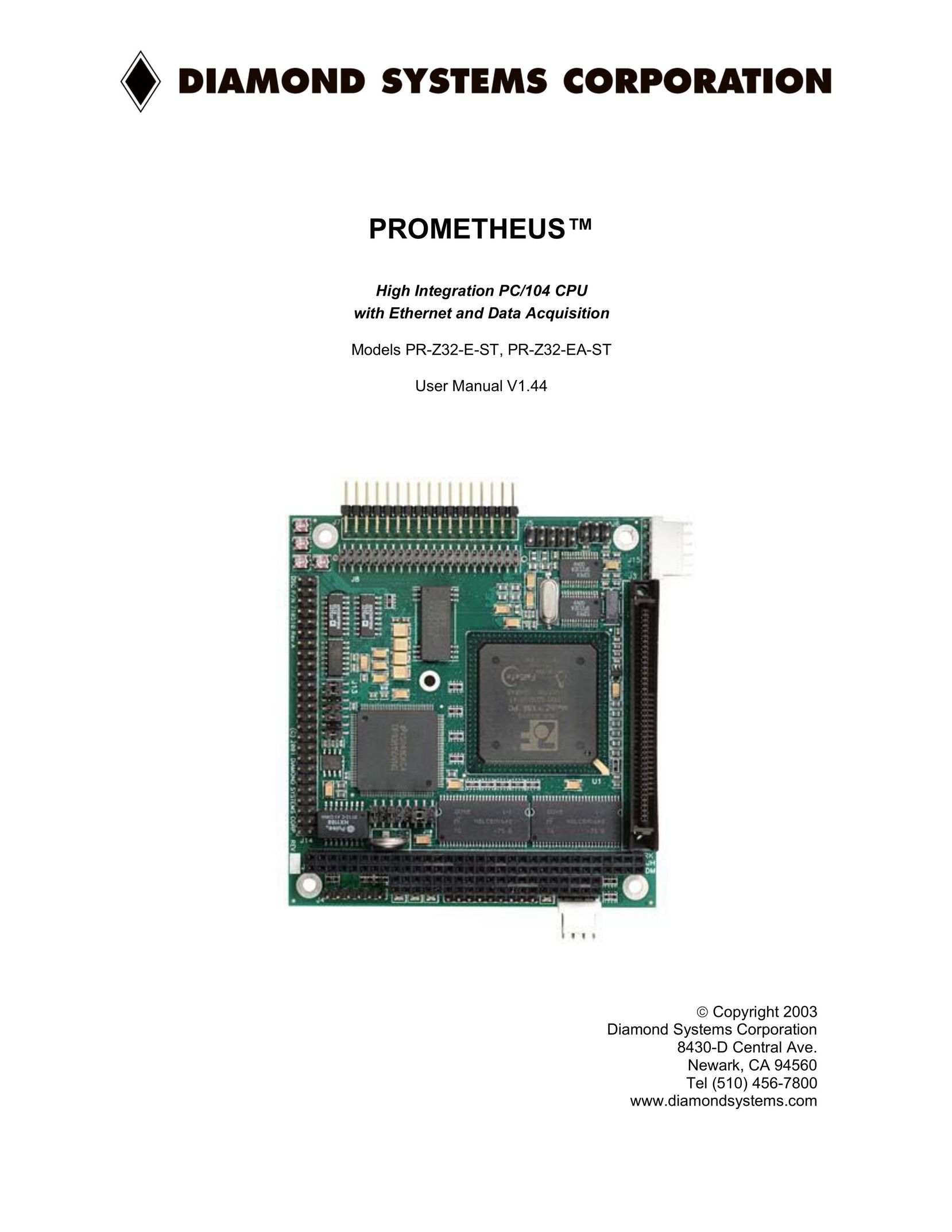 Diamond Systems PR-Z32-E-ST Computer Hardware User Manual