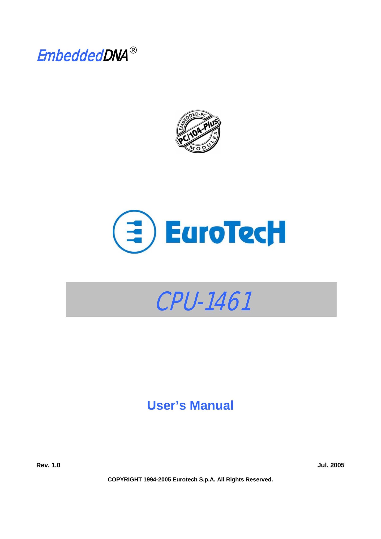 Eurotech Appliances CPU-1461 Computer Hardware User Manual