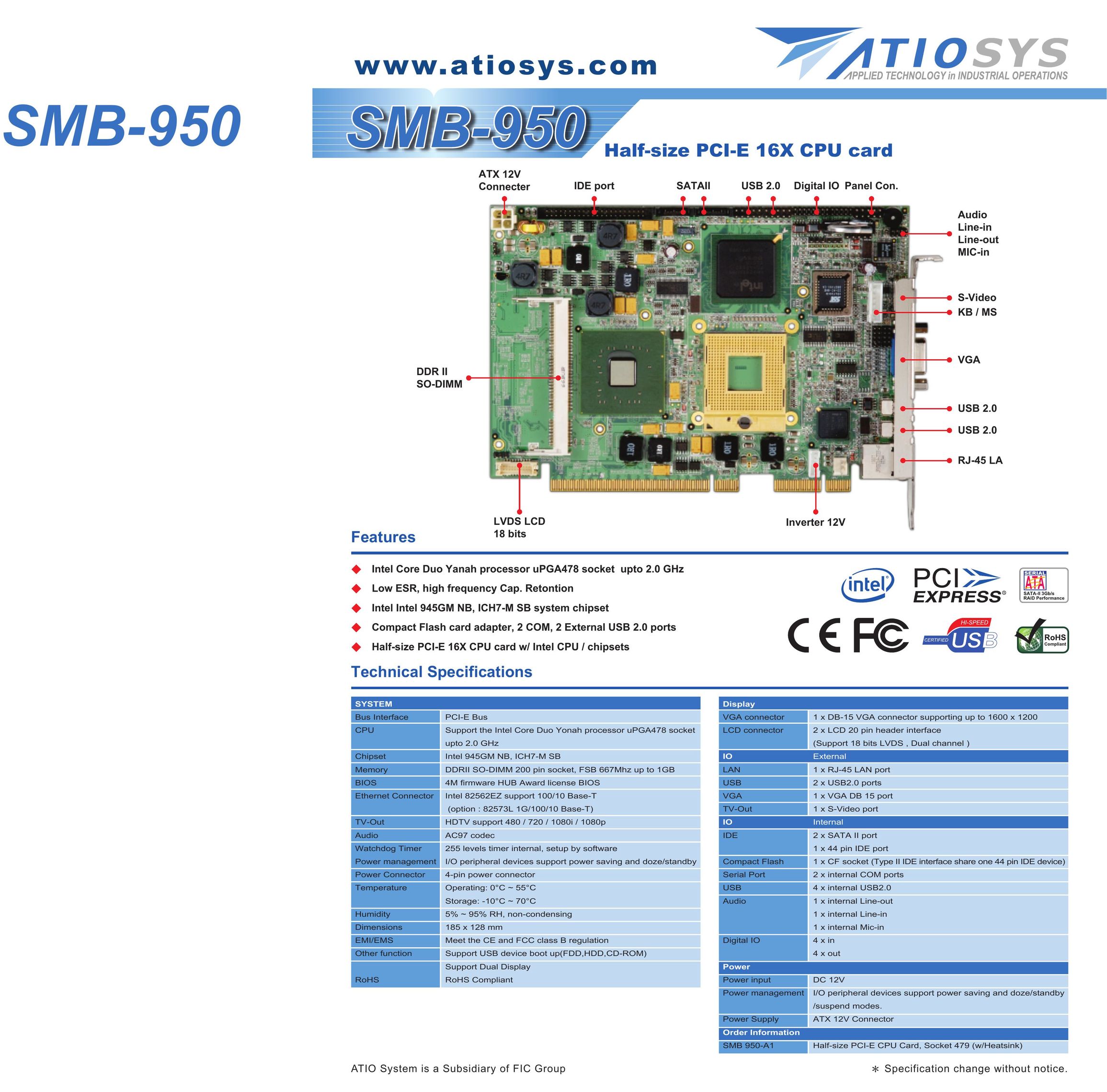FIC SMB-950 Computer Hardware User Manual
