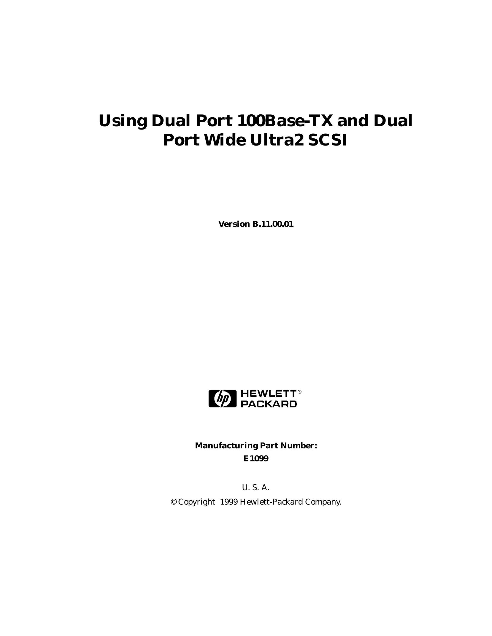 HP (Hewlett-Packard) 100BASE-TX Computer Hardware User Manual