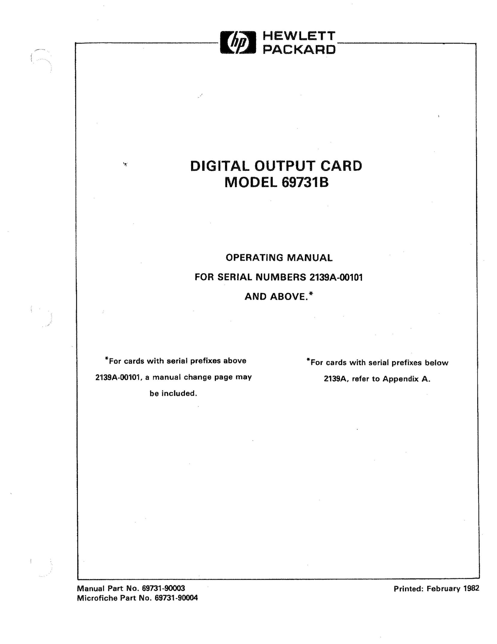 HP (Hewlett-Packard) 69731B Computer Hardware User Manual