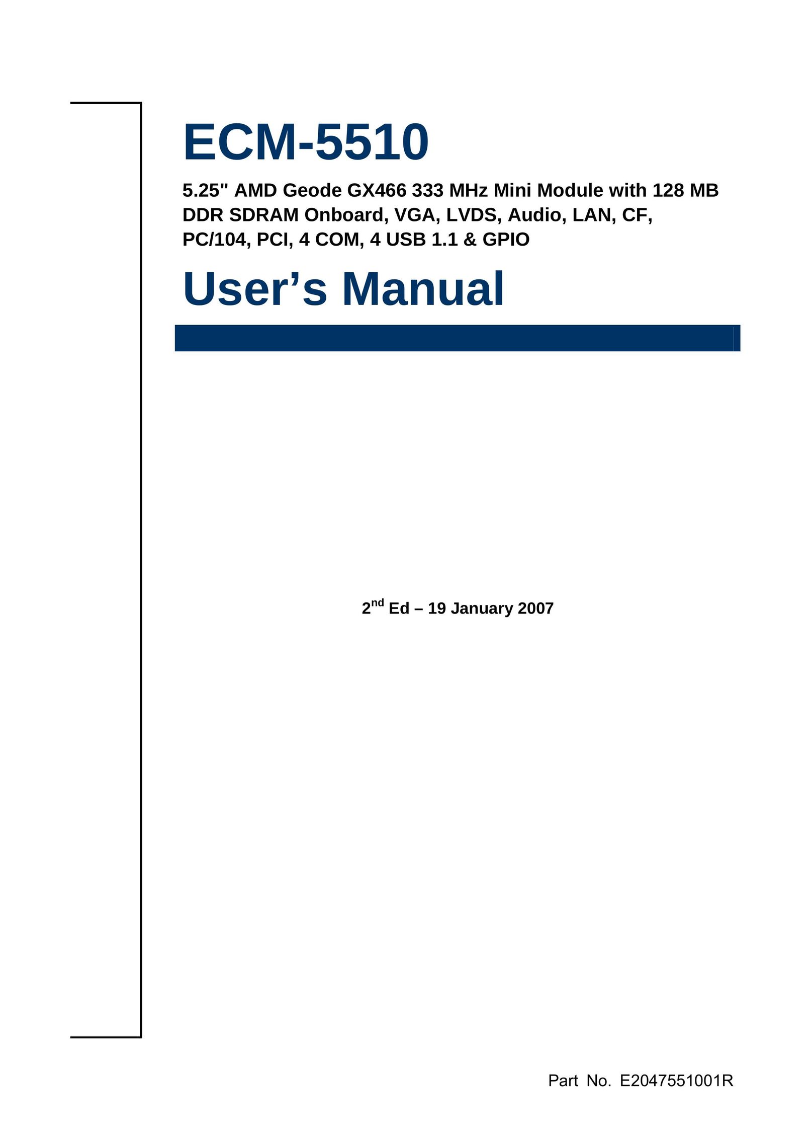 HP (Hewlett-Packard) E2047551001R Computer Hardware User Manual