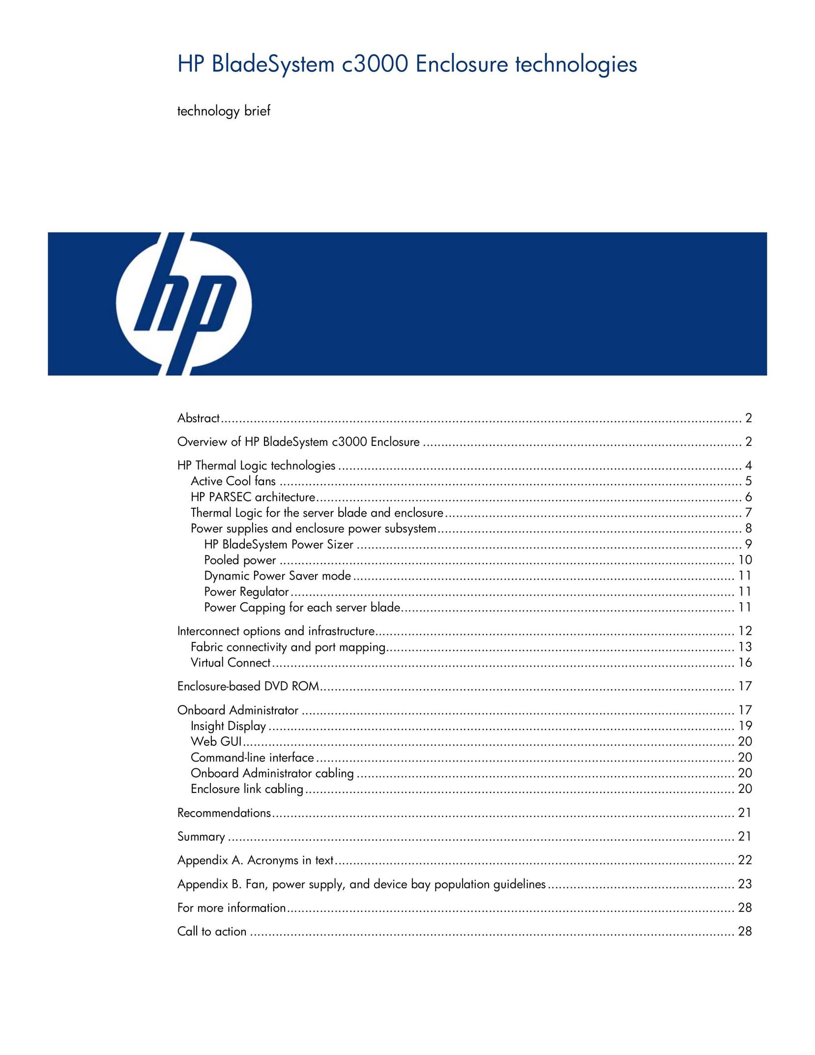 HP (Hewlett-Packard) HP BladeSystem Enclosure technologies Computer Hardware User Manual