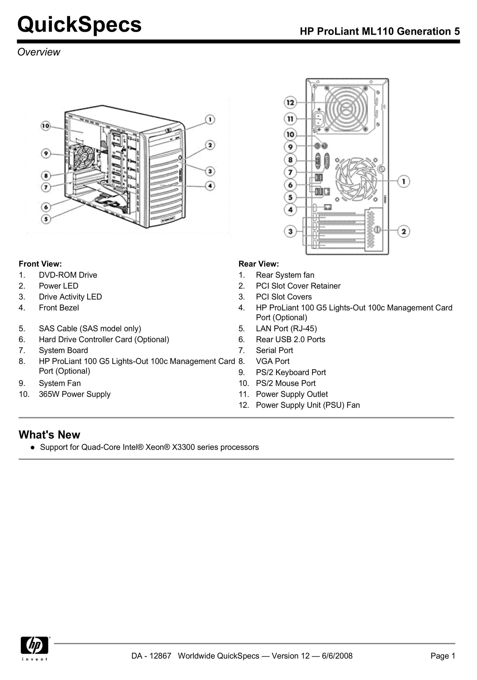 HP (Hewlett-Packard) ML110 Computer Hardware User Manual