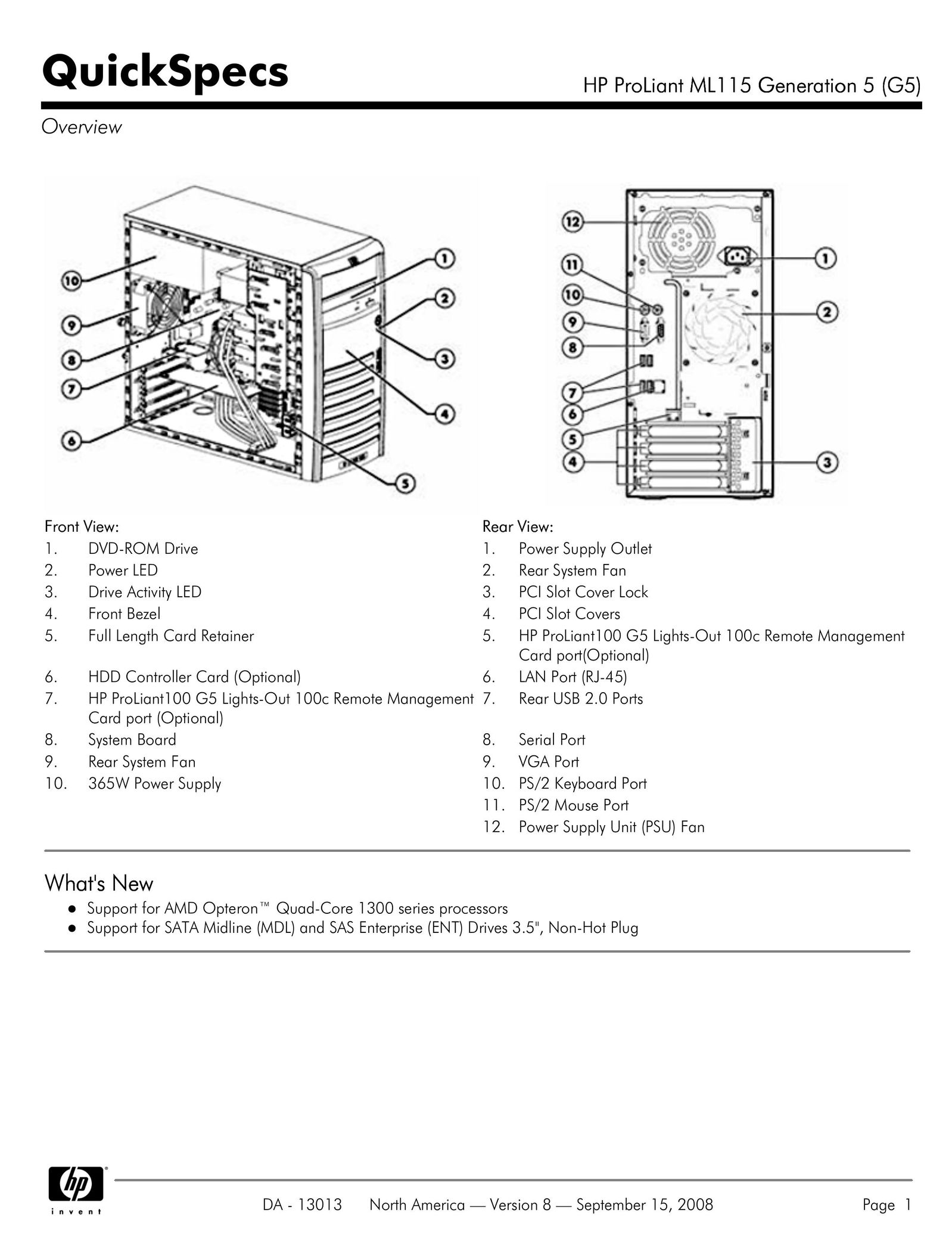 HP (Hewlett-Packard) ML115 Computer Hardware User Manual