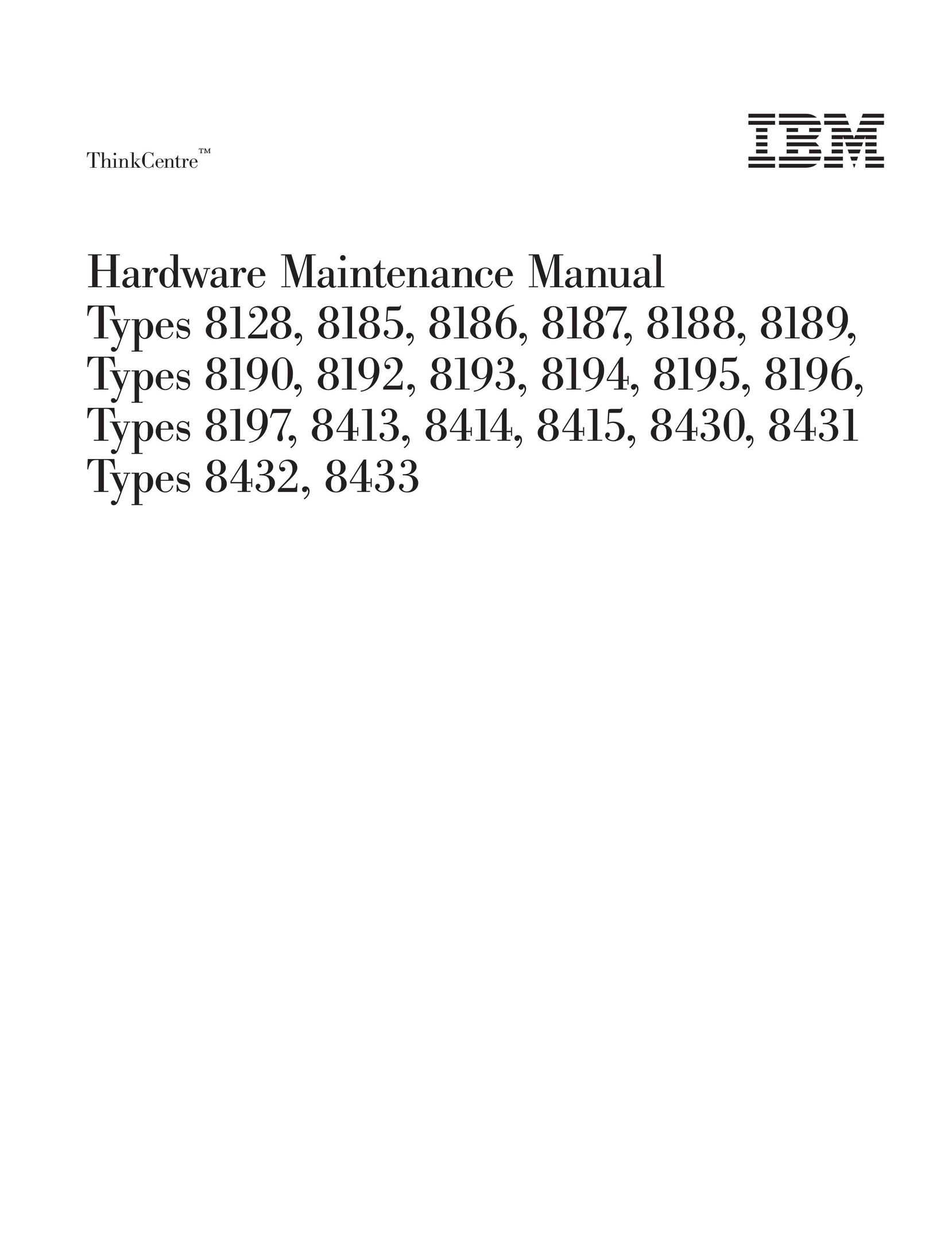 IBM 8190 Computer Hardware User Manual
