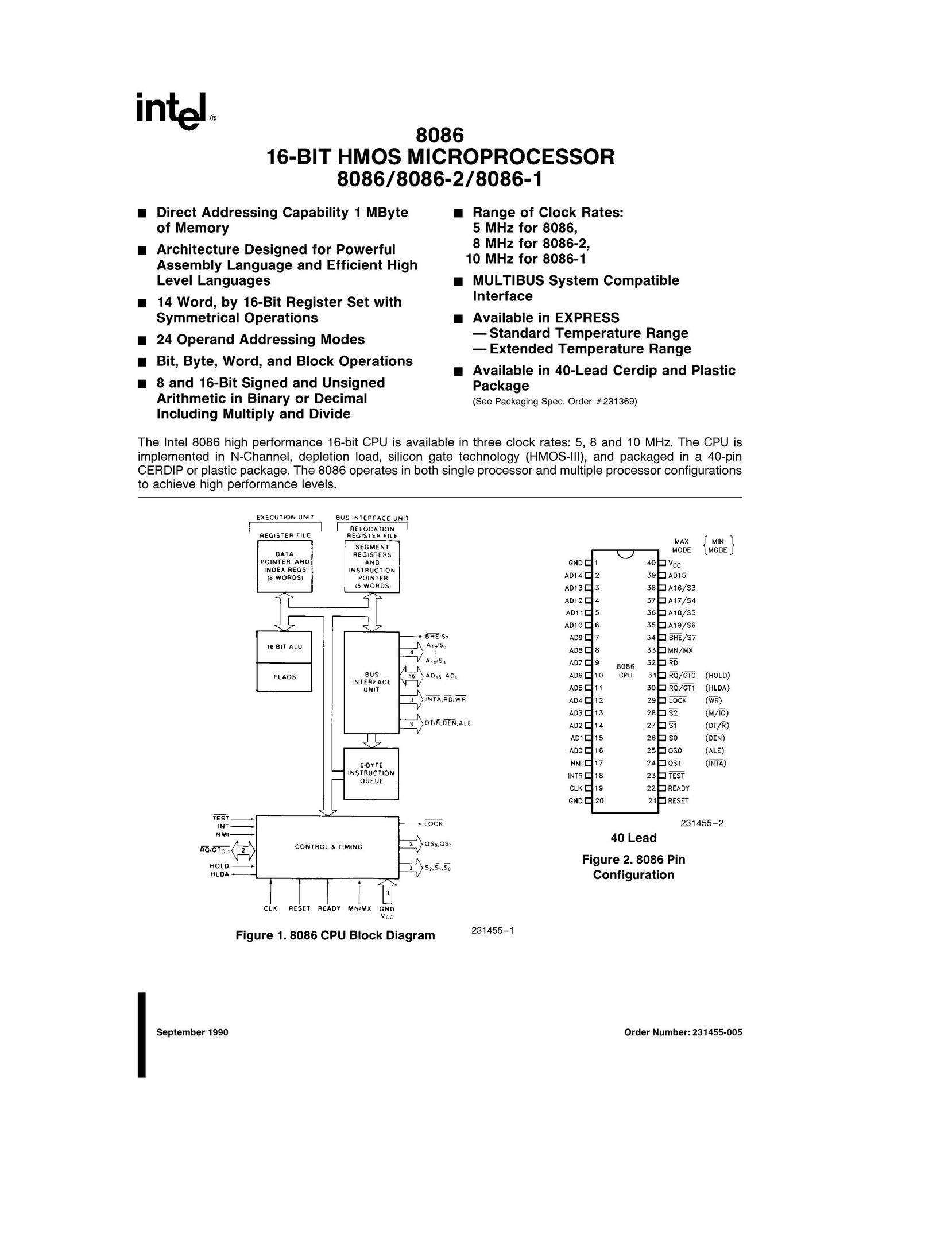 Intel 8086-1 Computer Hardware User Manual