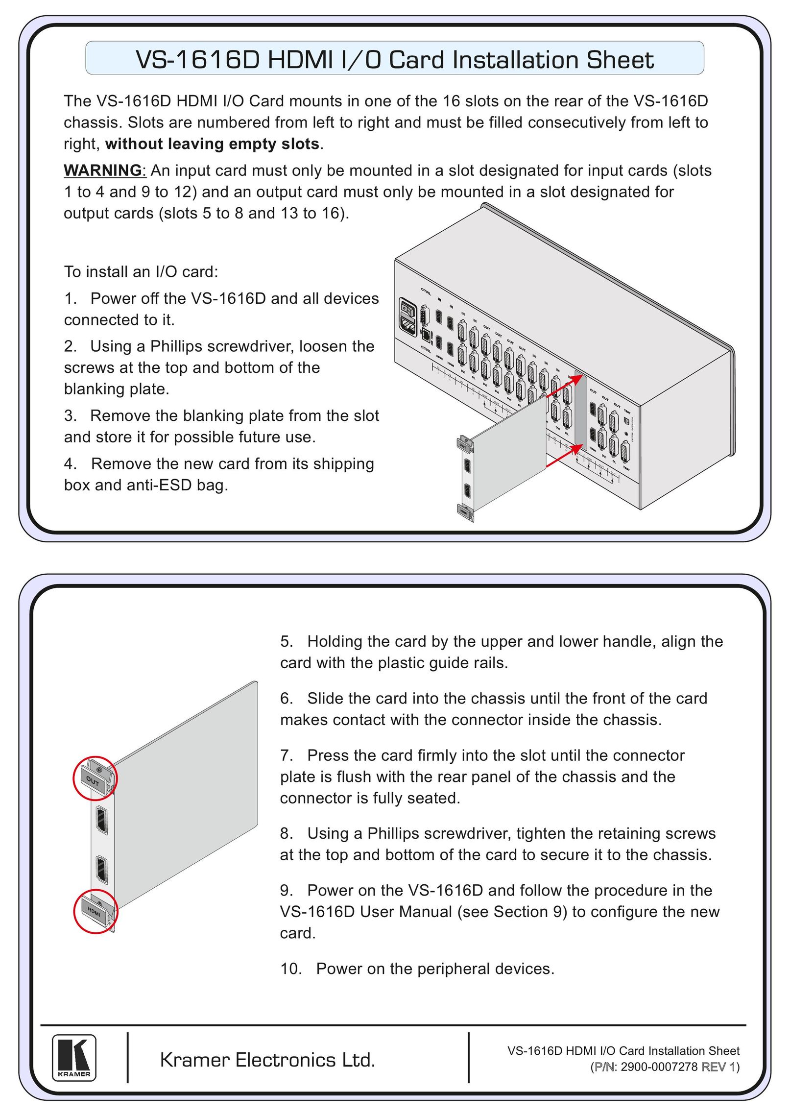 Kramer Electronics VS-1616D Computer Hardware User Manual
