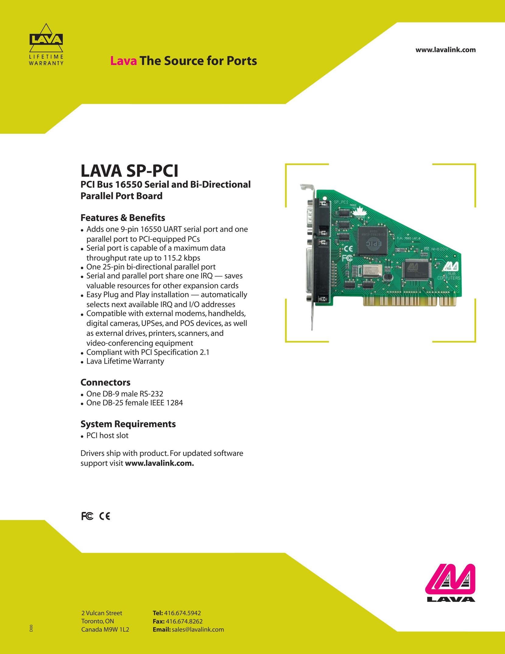 Lava Computer LAVA SP-PCI Computer Hardware User Manual