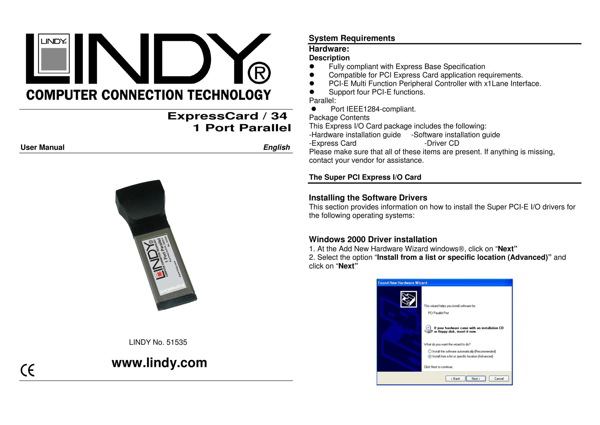 Lindy 51535 Computer Hardware User Manual