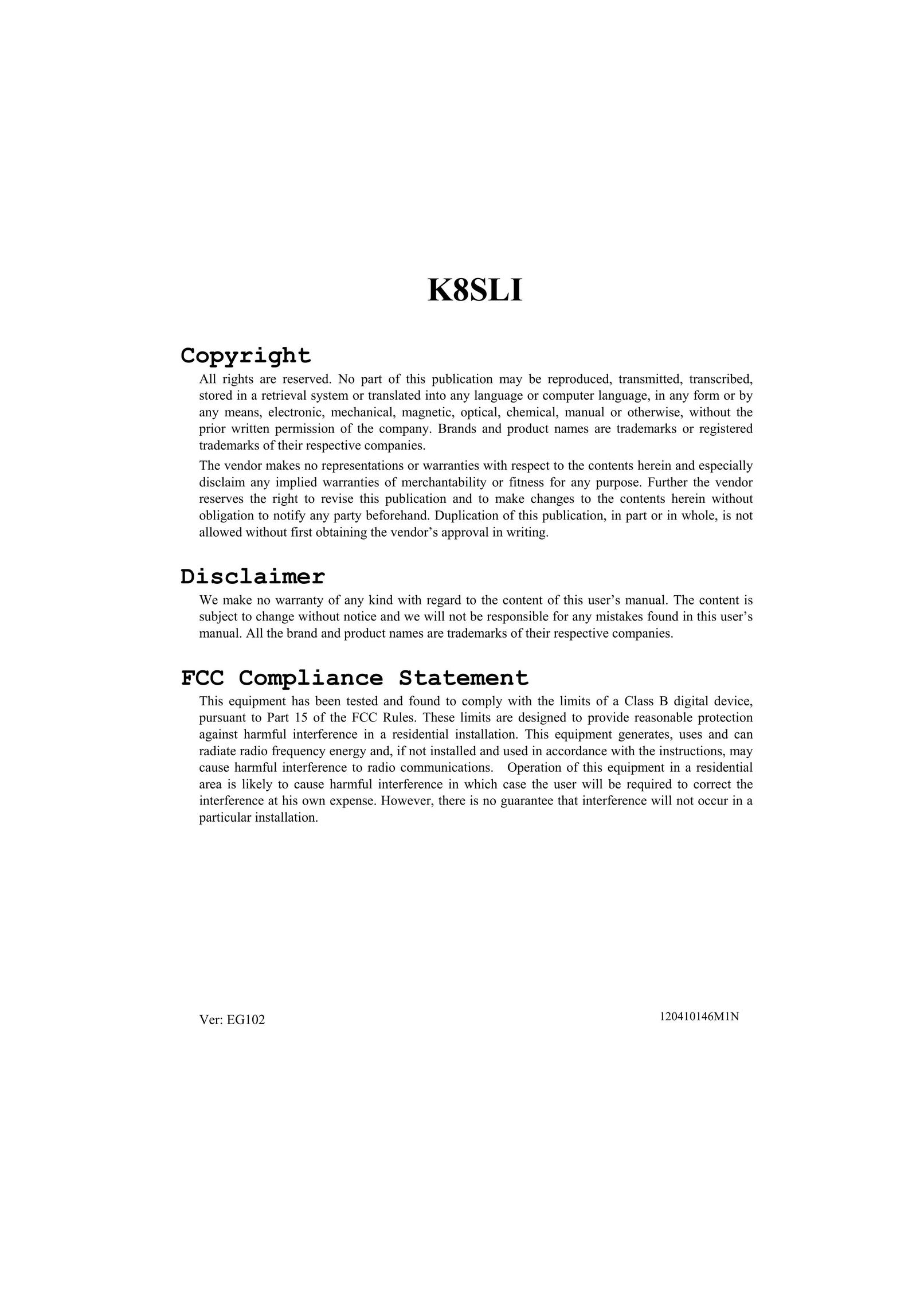 Lok8u K8SLI Computer Hardware User Manual