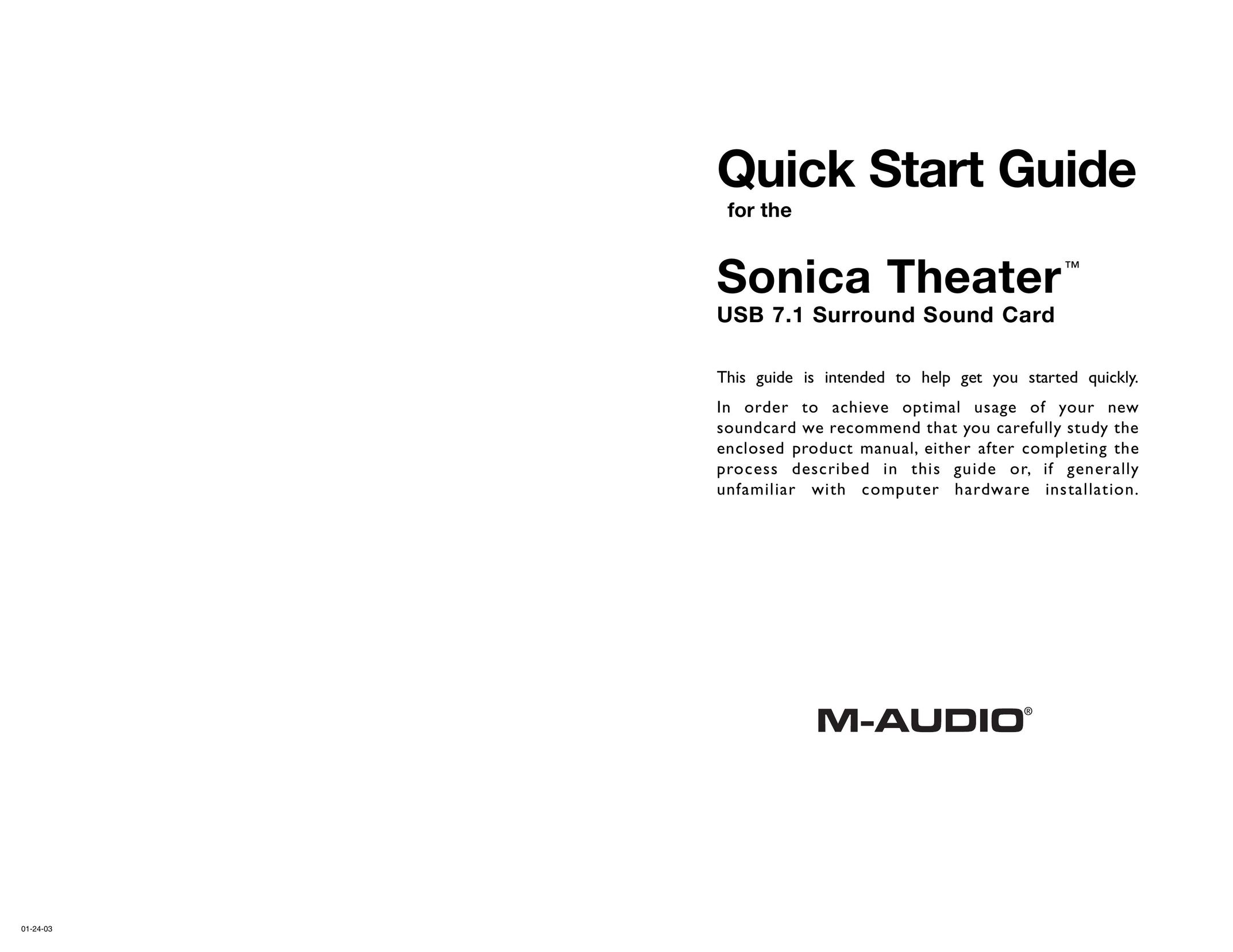 M-Audio Sonica Theater Computer Hardware User Manual
