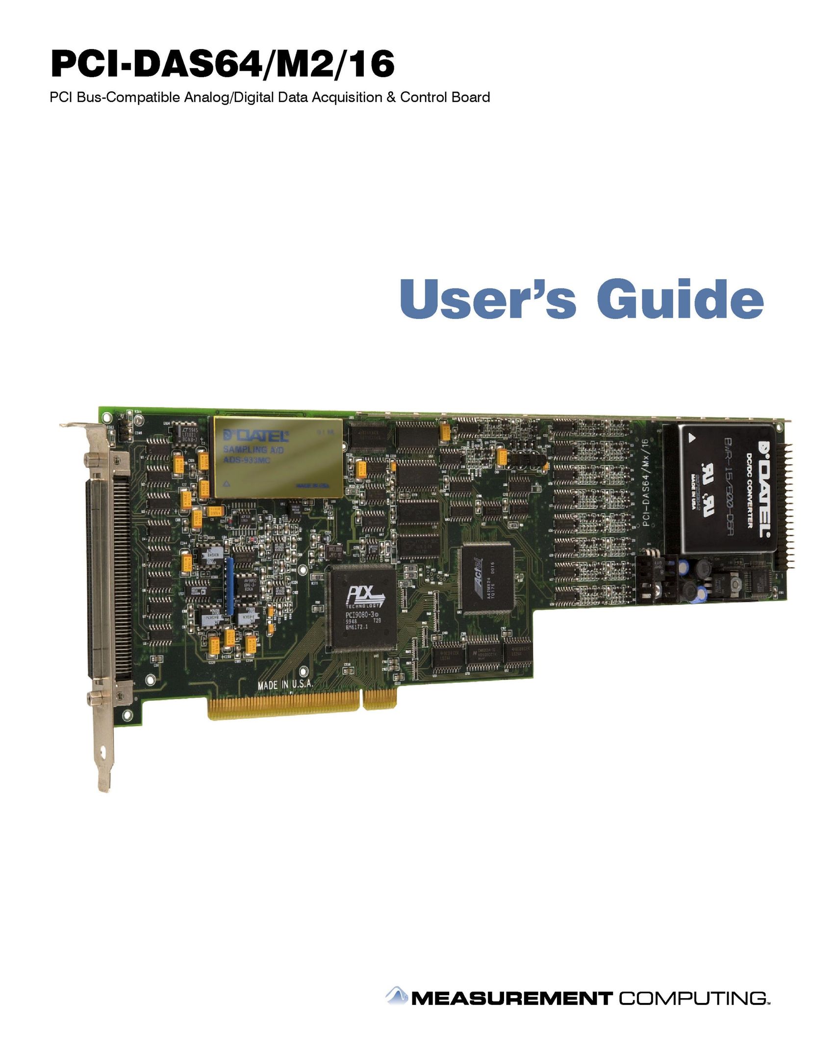 Measurement Specialties PCI-DAS64/M2/16 Computer Hardware User Manual