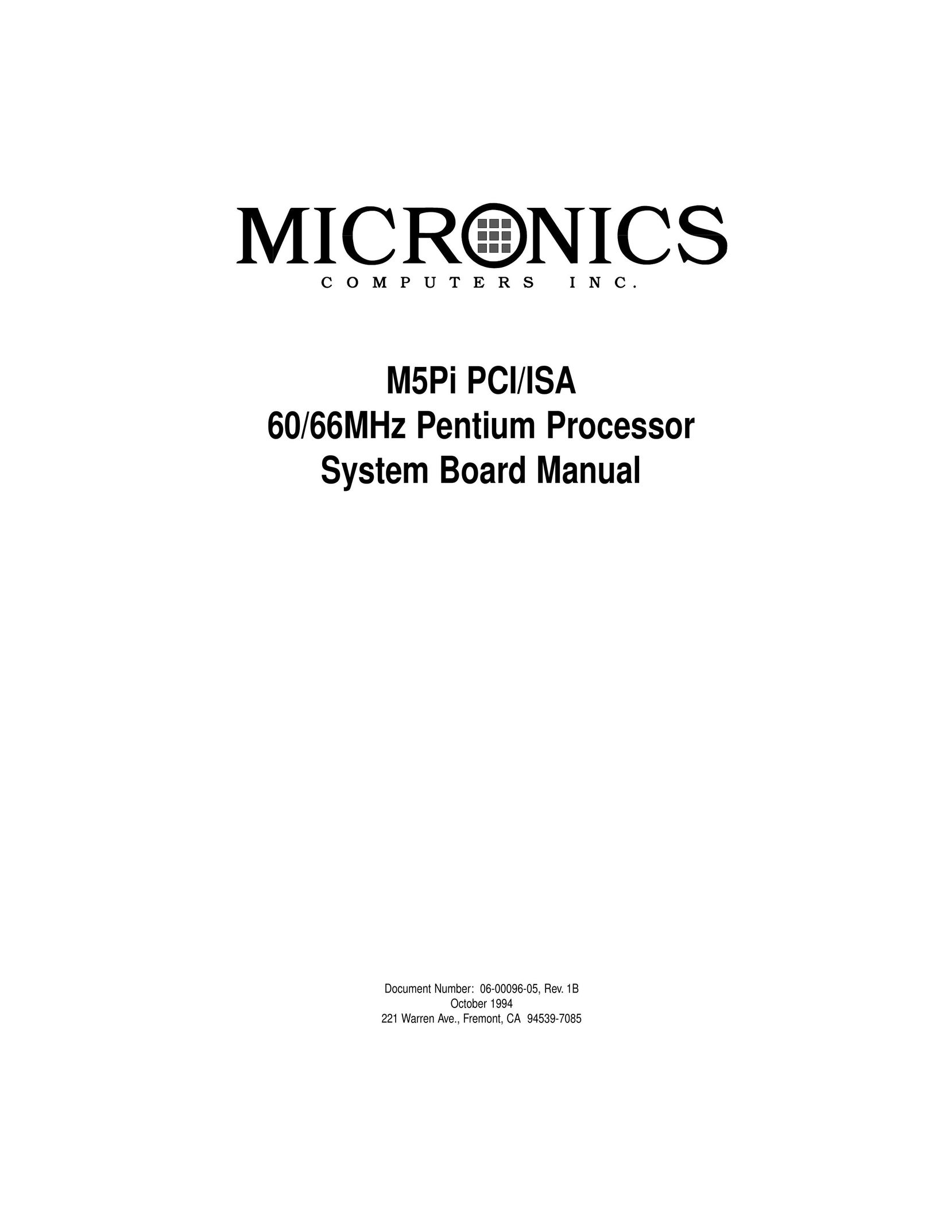 Micronics M5Pi PCI/ISA Computer Hardware User Manual