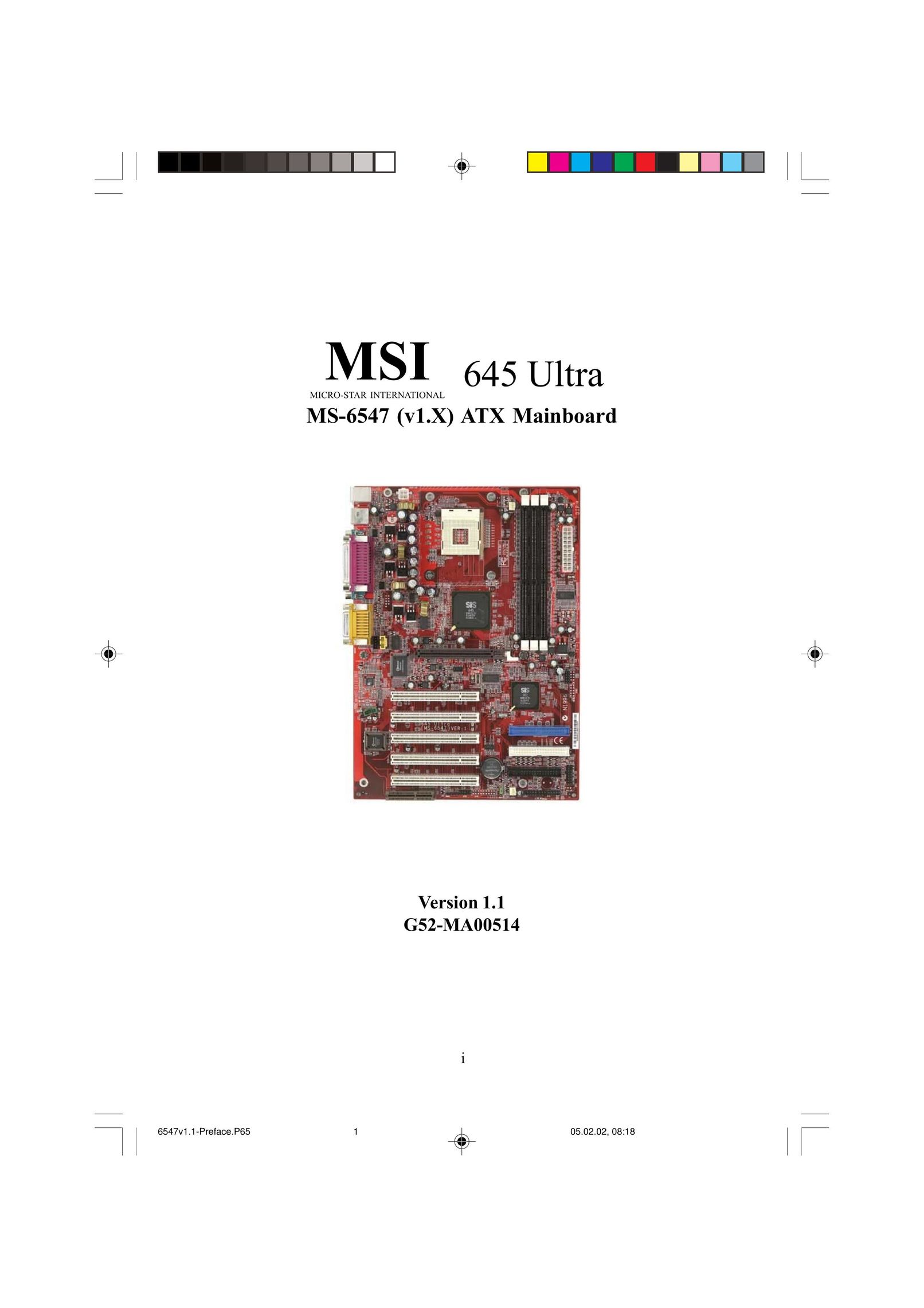 Microstar G52-MA00514 Computer Hardware User Manual