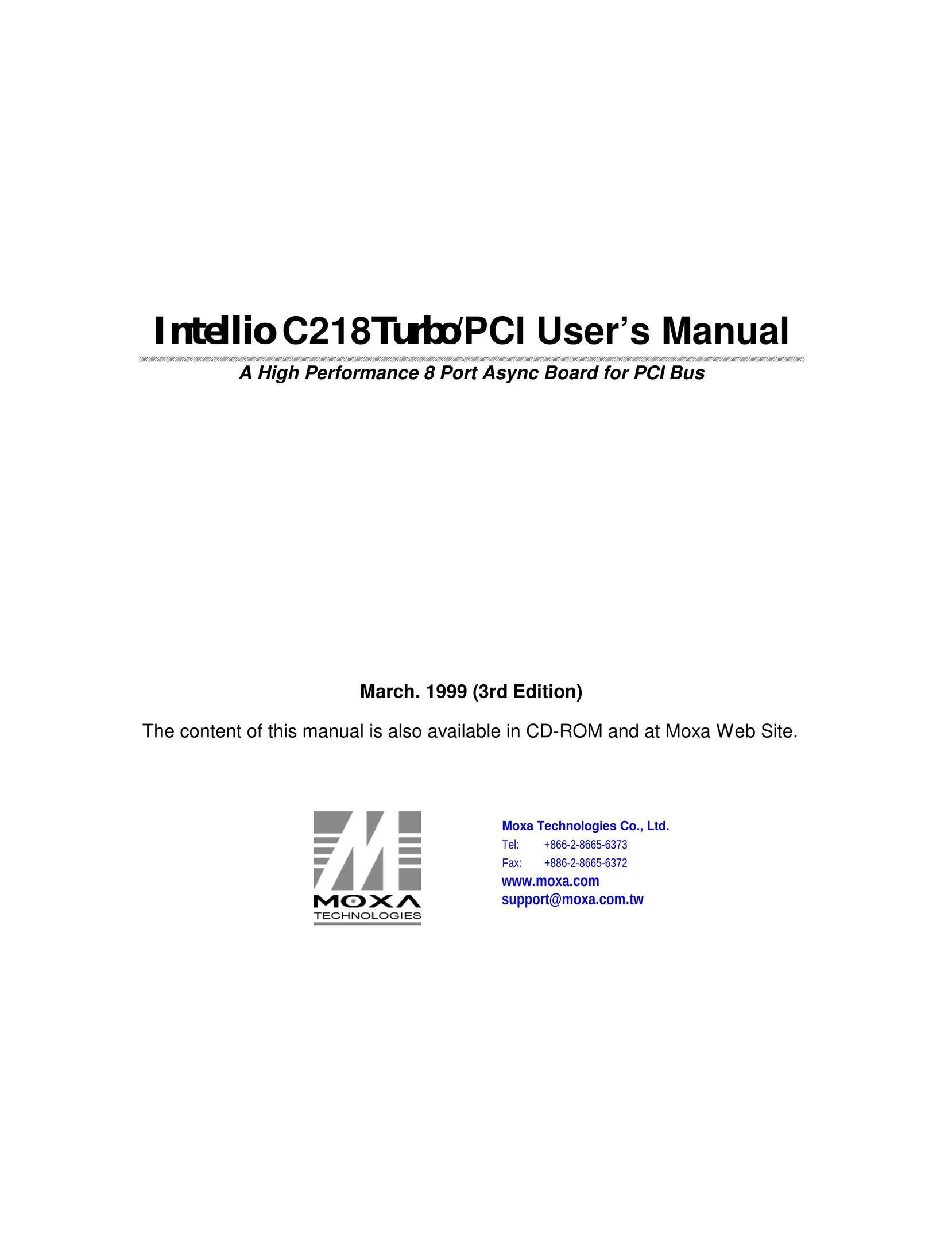 Moxa Technologies C218 Computer Hardware User Manual