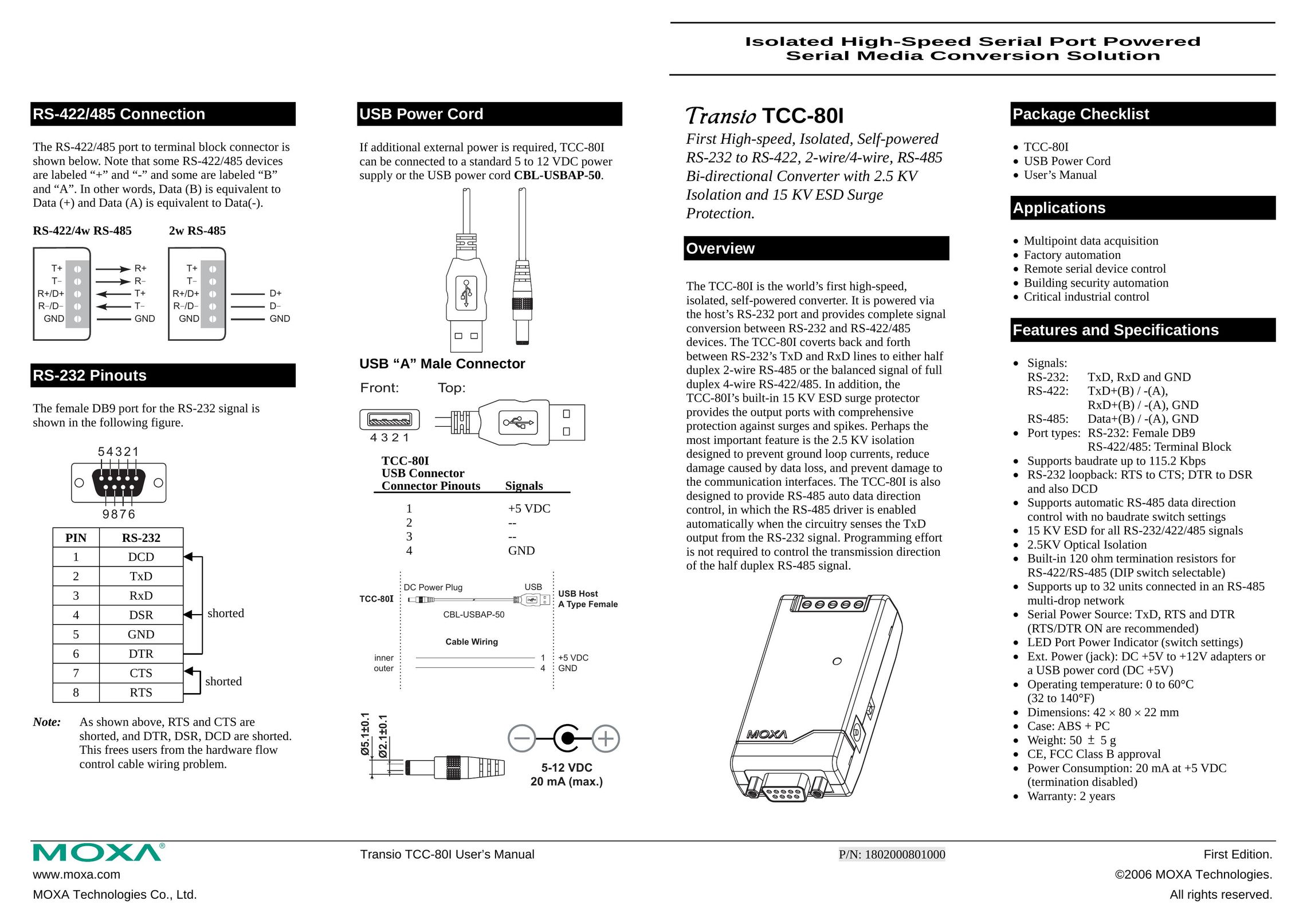 Moxa Technologies TCC-80I Computer Hardware User Manual