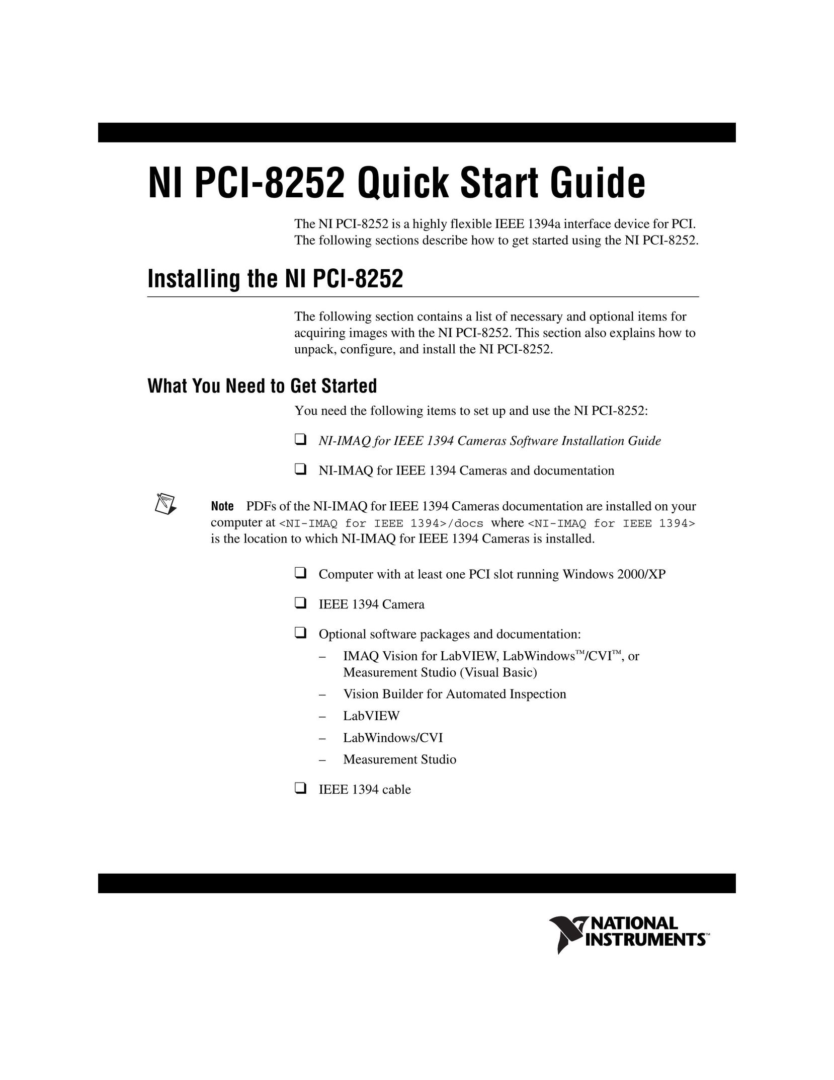 National Instruments 8252 Computer Hardware User Manual
